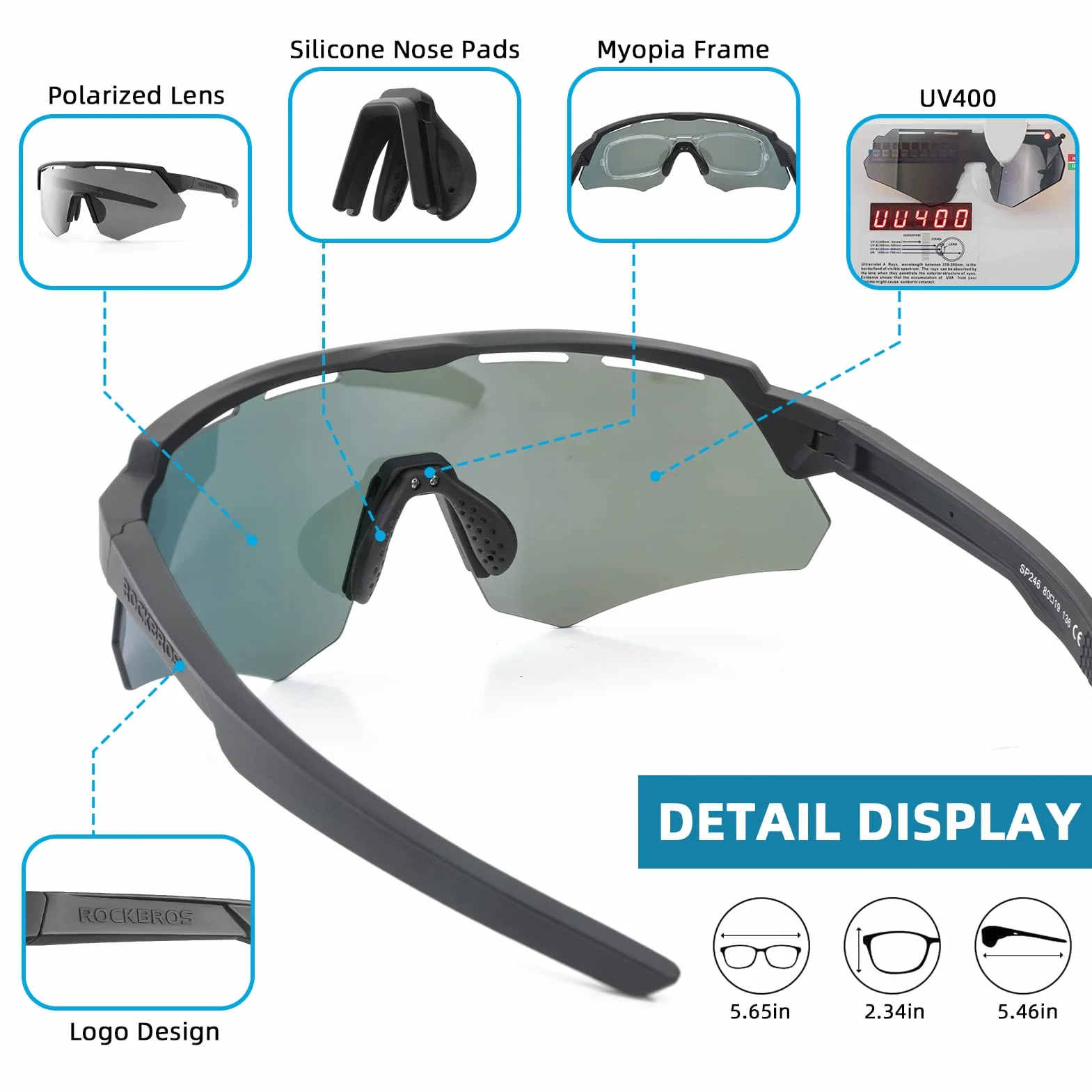 ROCKBROS Fotochromowe Okulary Rowerowe UV400, Męskie i Damskie Sportowe z Półramką, do Kolarstwa Szosowego, Górskiego, Sportów na Świeżym Powietrzu