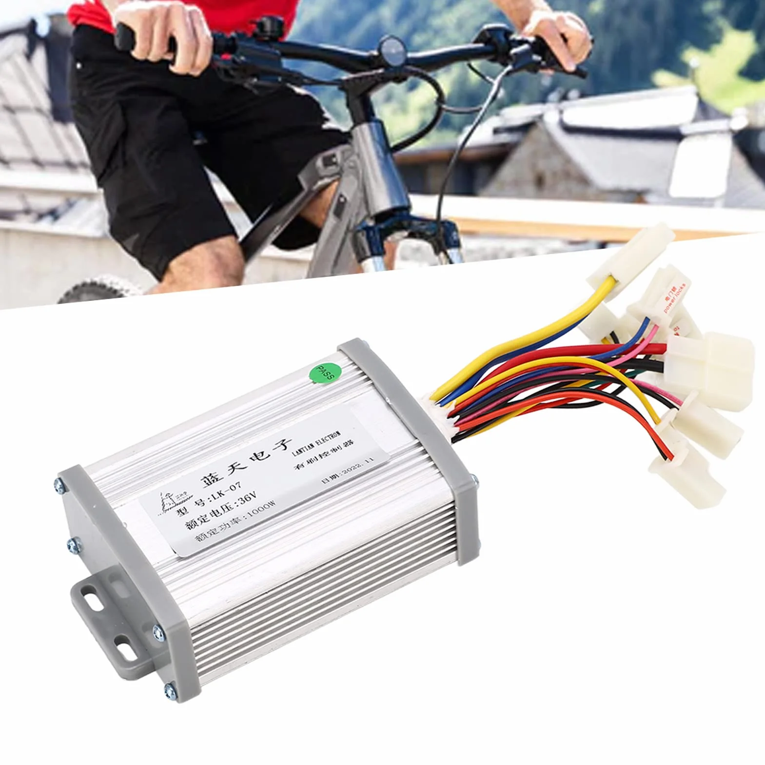 Zestaw sterownika silnika szczotkowego, zestaw sterownika silnika 36 V 1000 W z przełącznikiem kluczykowym, pedał przepustnicy, do roweru elektrycznego Mini Bike