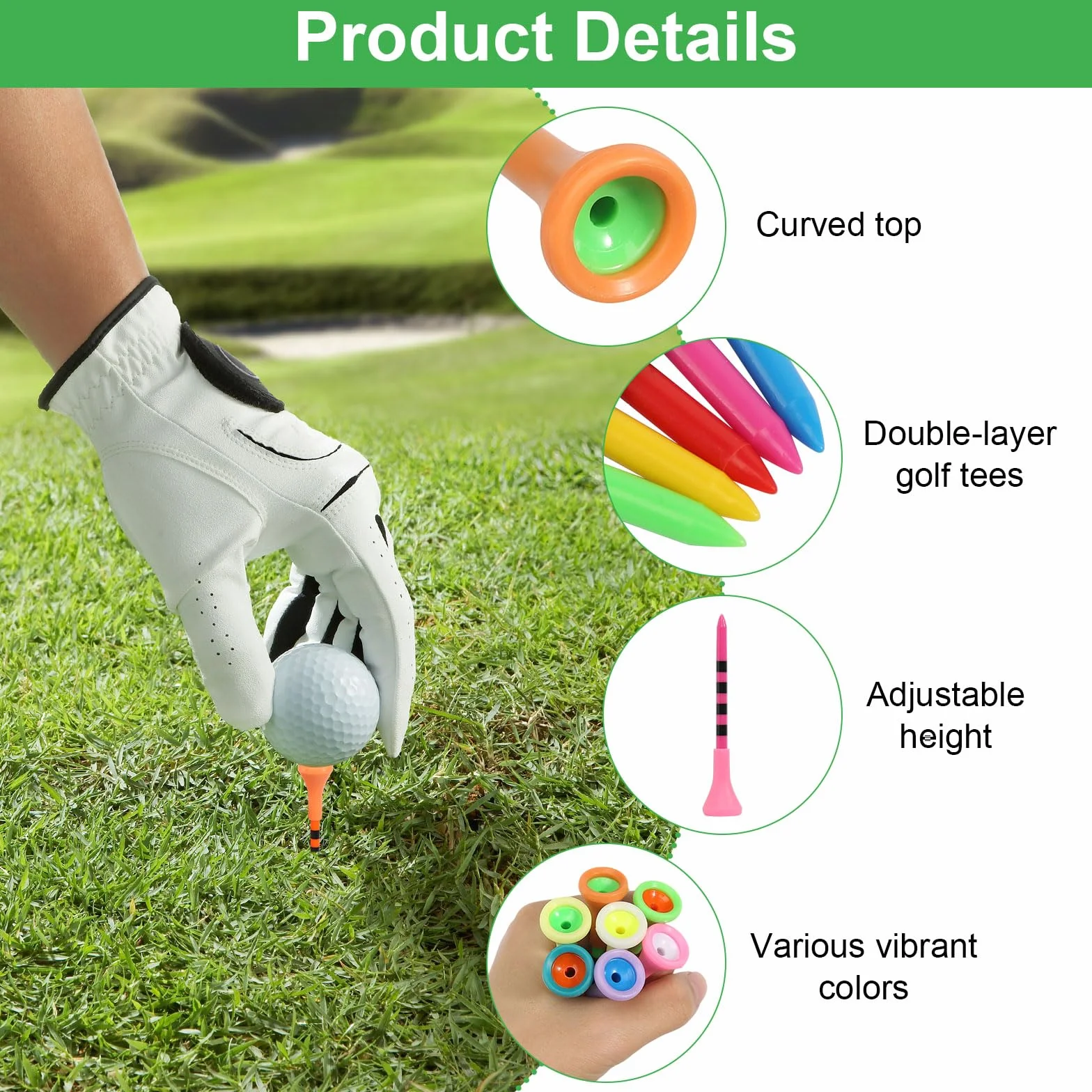 DELAESI 60 sztuk kolorowych kołków golfowych z tworzywa sztucznego 83mm dla golfistów hobbystów, profesjonalnych golfistów, młodzieży