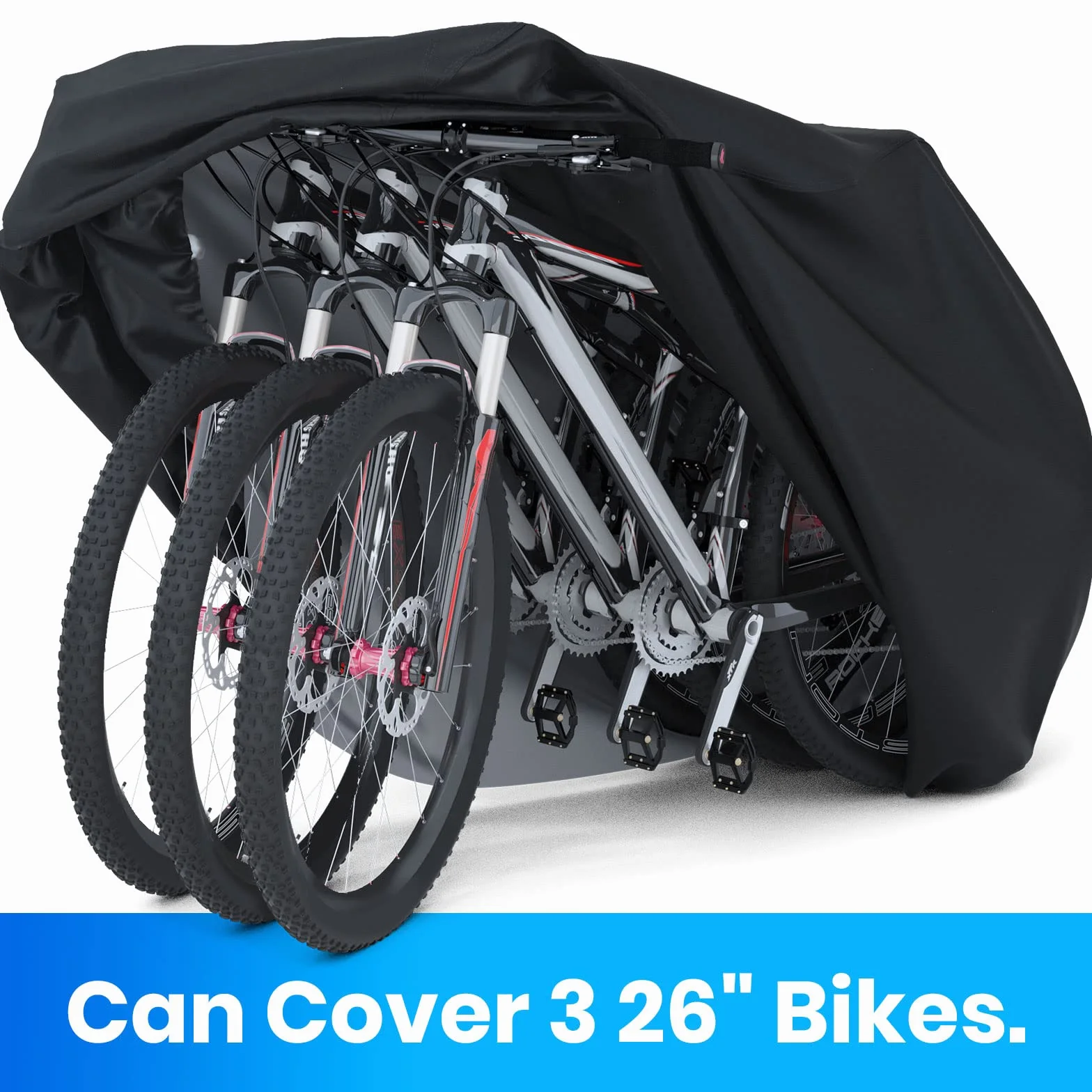 Favoto Pokrowiec rowerowy Plandeka rowerowa wodoodporna na 2-3 rowery 210T tkanina Oxford Garaż rowerowy Plandeka rowerowa Pokrowiec ochronny z torbą 200 x 105x 110 CM Czarny
