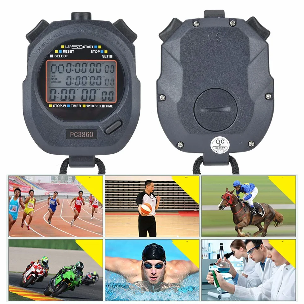 Elektroniczny Stoper Sportowy Timer Wodoodporny 3860