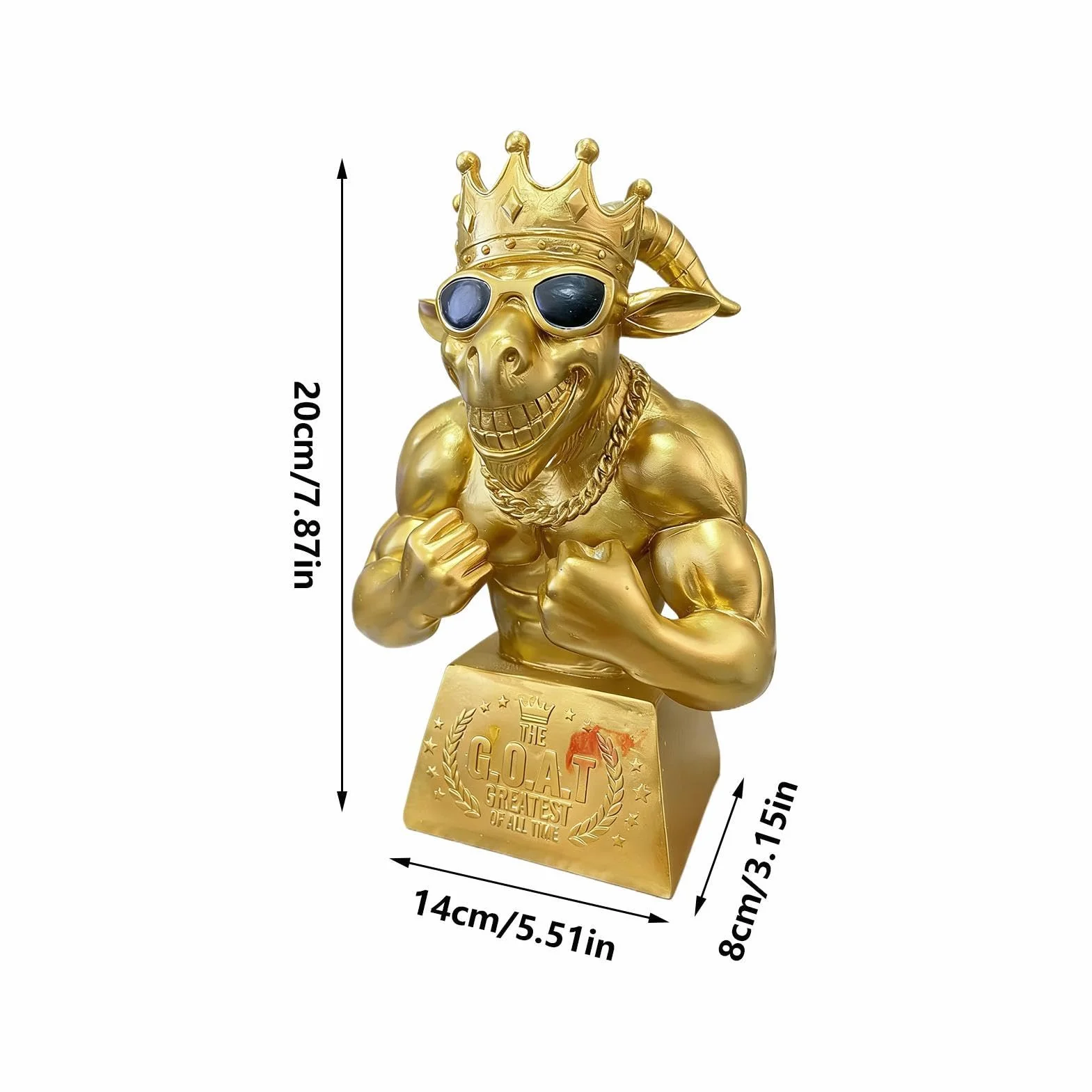 Muscle Goat Football Player humorystyczna figurka na biurko złota żywica rzeźba