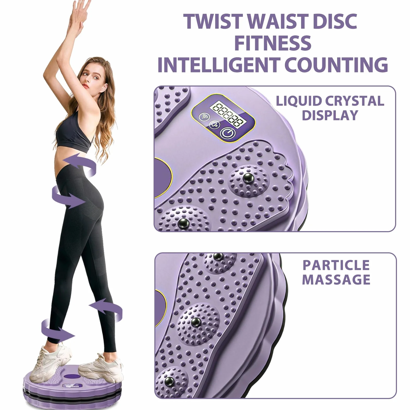 Talia z licznikiem Twist Waist Disc antypoślizgowa taśma obrotowy pas biodrowy 300 kg fioletowy