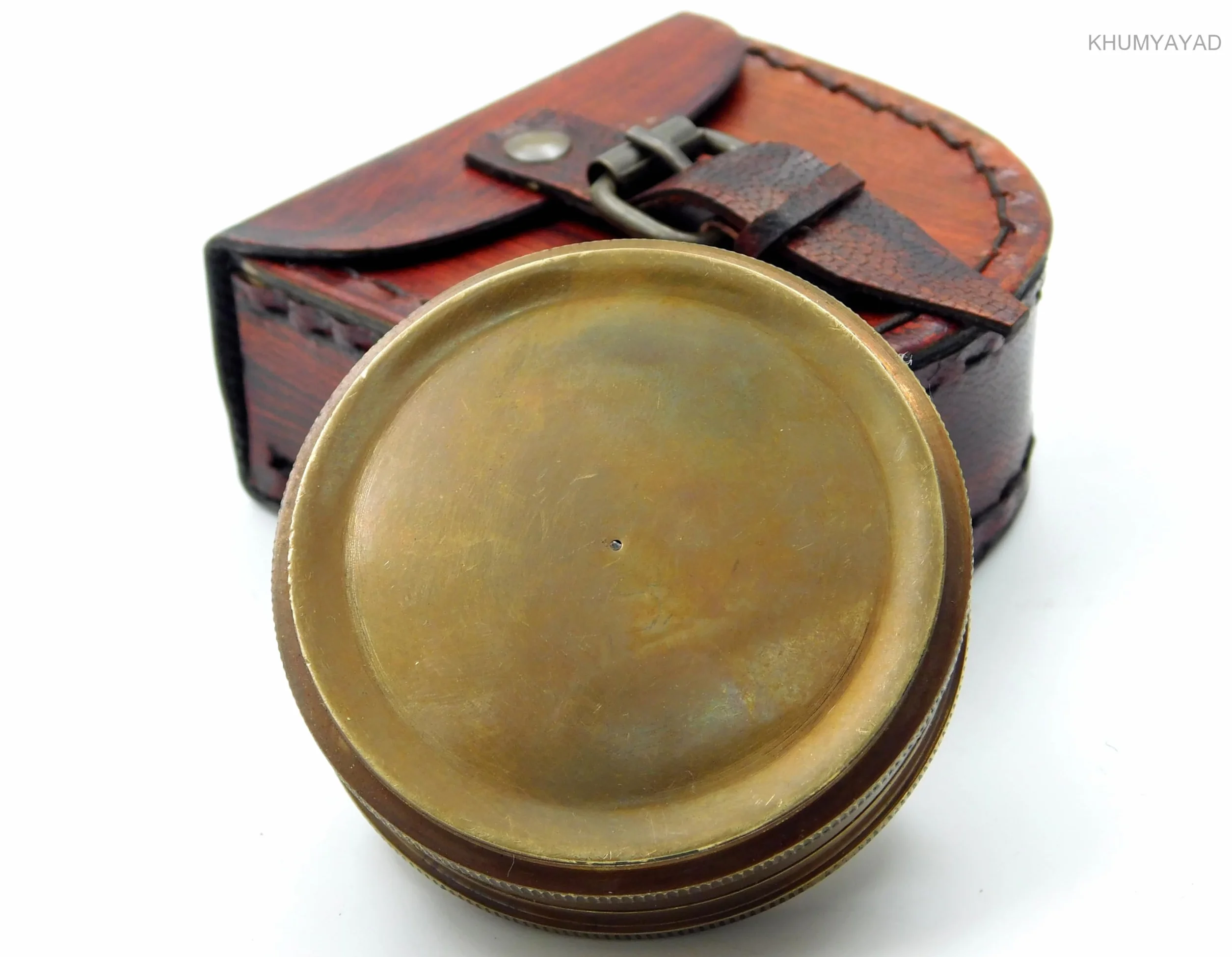 Mosiężny kompas kieszonkowy antyczny mosiądz ręcznie wykonany w pełni funkcjonalny kompas ze skórzanym etui