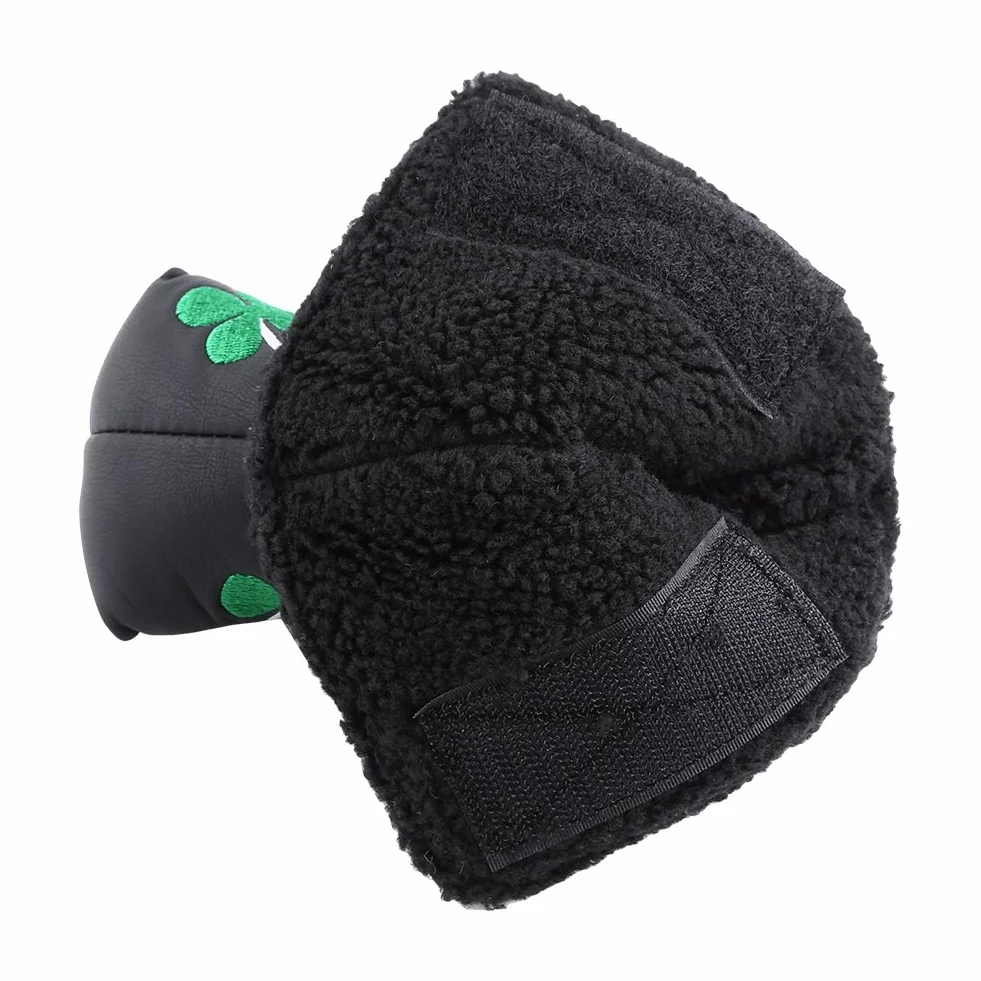 Nikou Putter Cover skórzany magnetyczny putter nakrycie głowy cztery liście golfa pokrowiec do aktywności w golfa (czarny)