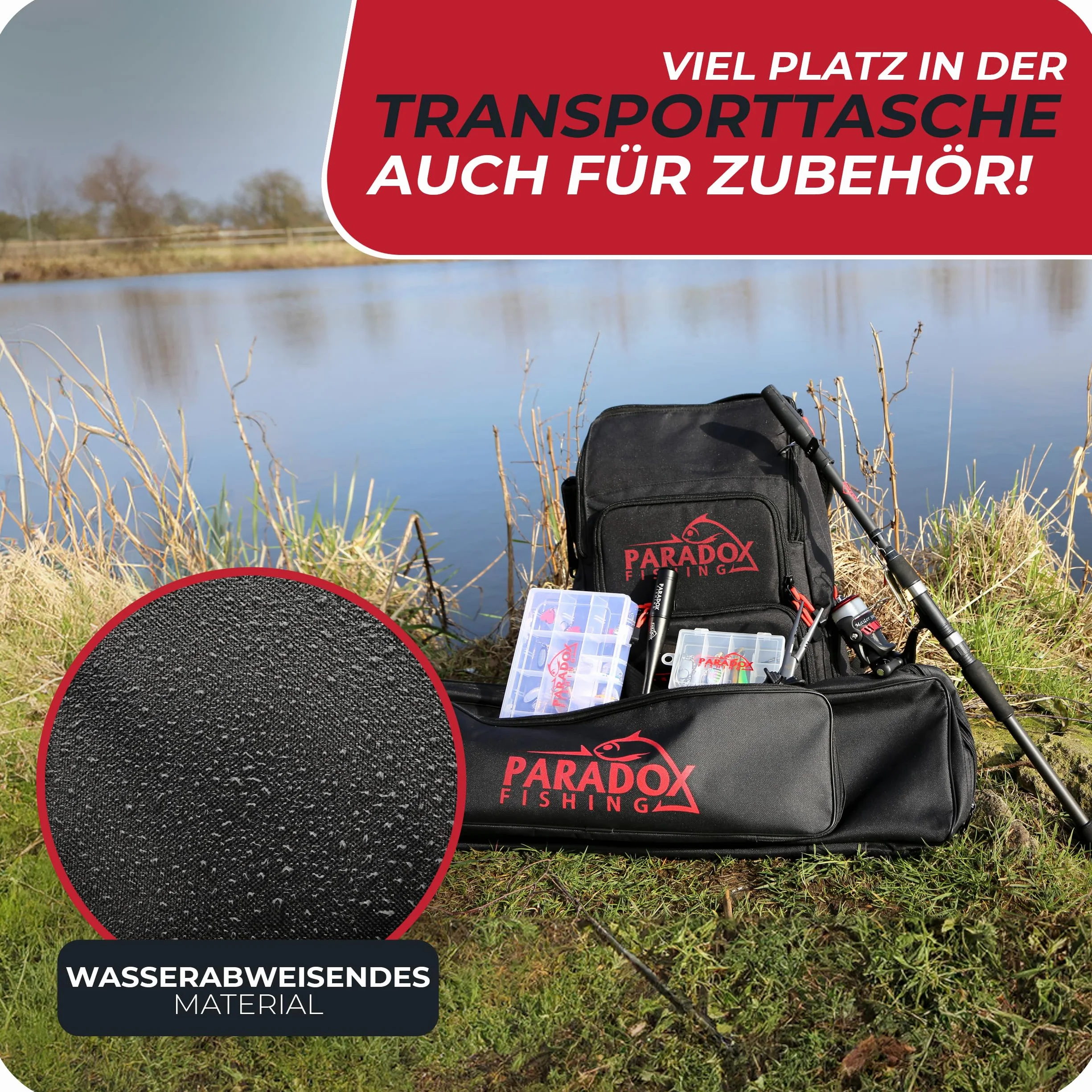 Paradox Fishing Zestaw wędek spinningowych 2,1 m/2,4 m/2,7 m teleskopowa z kołowrotkiem i akcesoriami