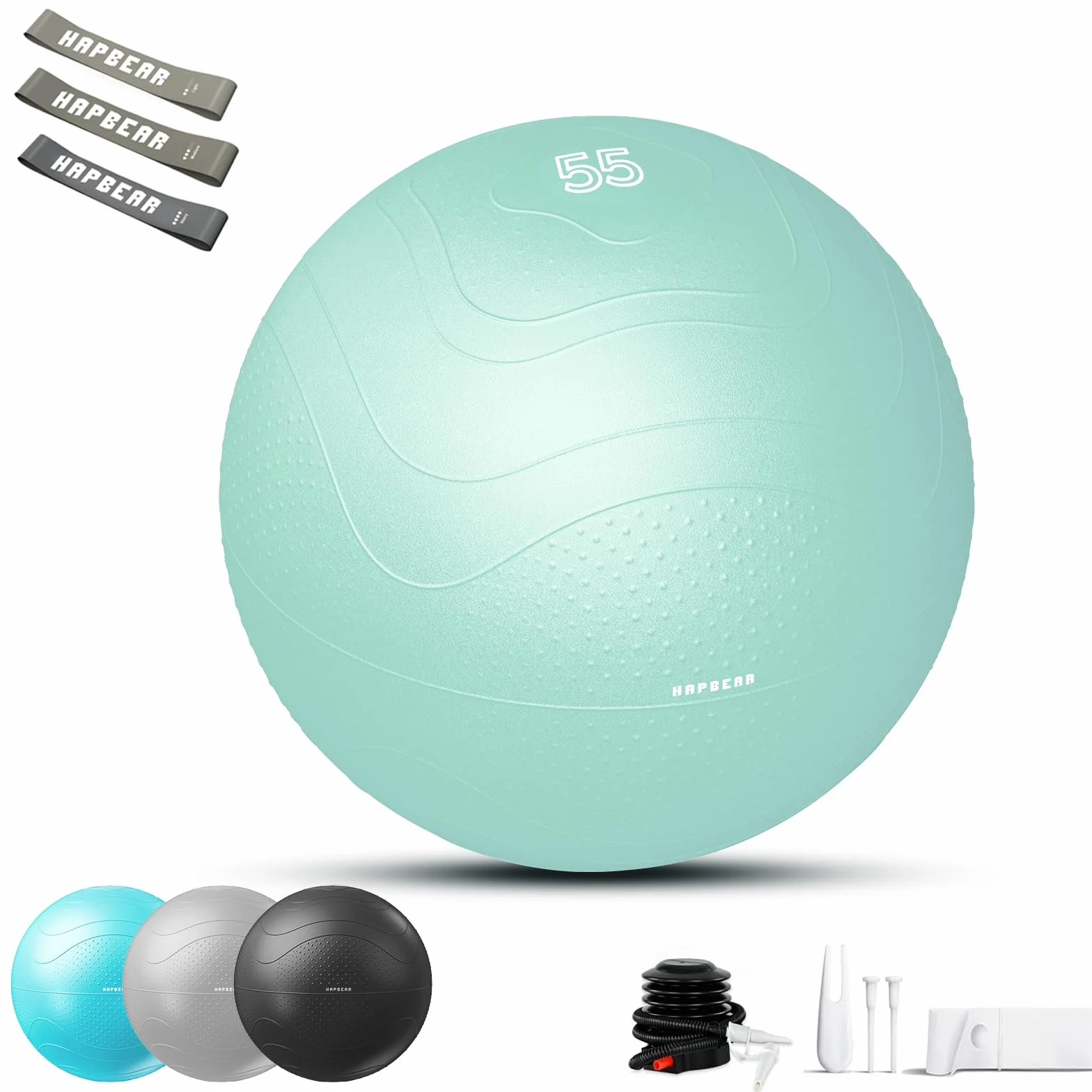 HAPBEAR Piłka Gimnastyczna 55/65/75 cm Antywybuchowa Piłka Fitness do Ćwiczeń Jogi i Pilatesu