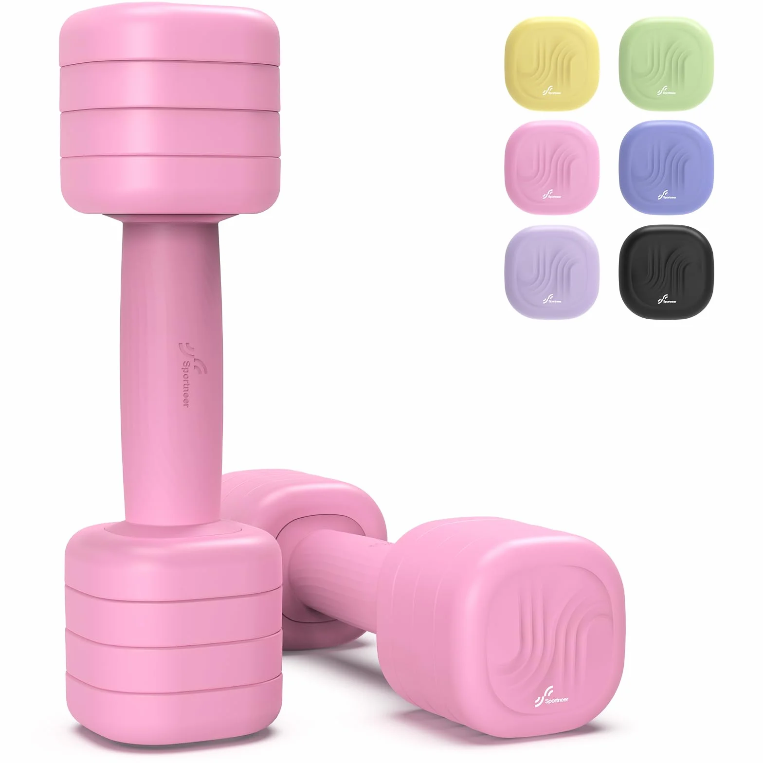 Sportneer Zestaw regulowanych hantli dla kobiet (1–2,5 kg każda) – 4-w-1 zestaw hantli z nieślizgowym uchwytem z TPU, ciężary dla kobiet, siłownia domowa, fitness, trening siłowy