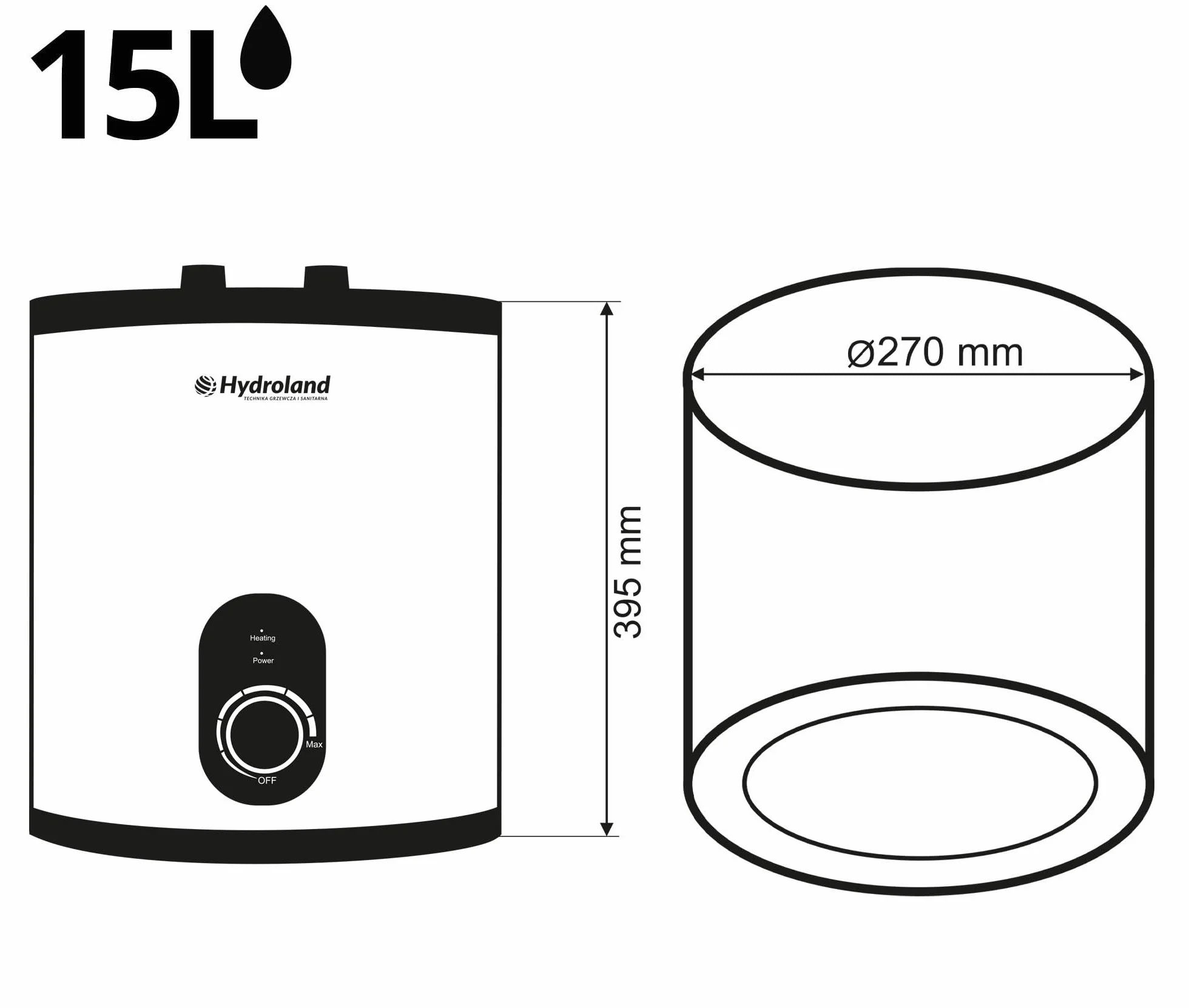 SIGO Przepływowy Podgrzewacz Wody 230V 2000W 15L Elektryczny Kompaktowy Bojler MILANO Biały