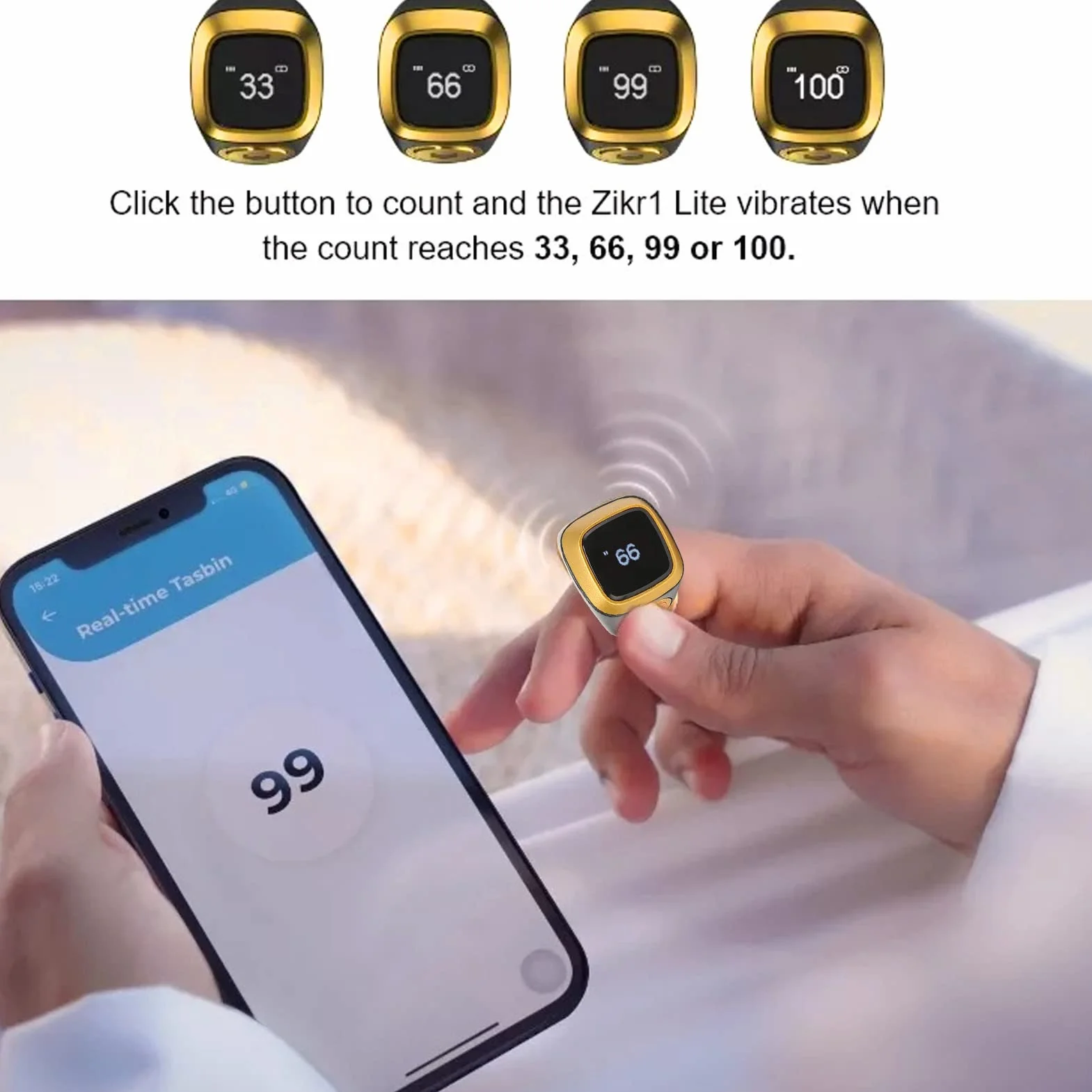 Licznik Palcowy, Cyfrowy Palec Smart Clicker Ring Resetowalny Licznik okrążeń Ręczny Licznik kliknięć z Mini Ekranem LCD do Robienia na Drutach, Szydełkowania, Coachingu,