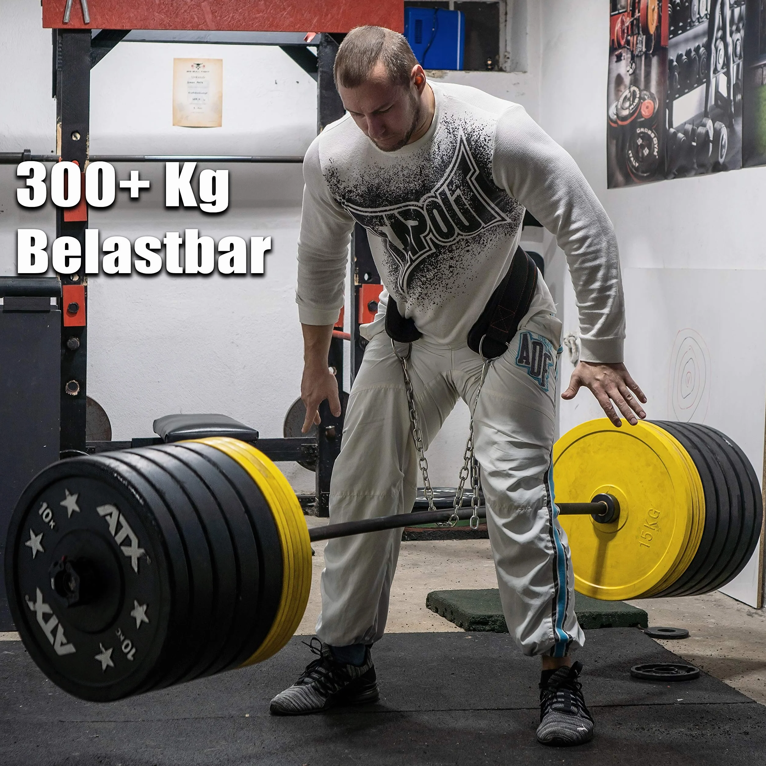 Raigeki pasek do fitnessu z łańcuszkiem, stalowy łańcuch 106 cm (+ plany treningowe) – pas obciążeniowy do treningu siłowego, kulturystyki, podnoszenia ciężarów i podciągania się dla kobiet i mężczyzn