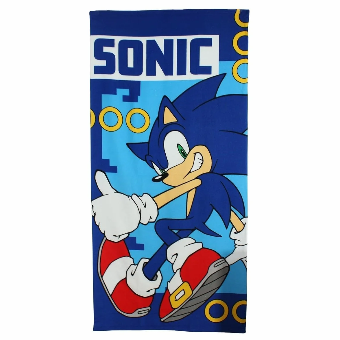 Disney Sonic ręcznik poliestrowy, miękki i chłonny, Sonic Design, idealny do aktywności wodnych, granatowy, rozmiar uniwersalny