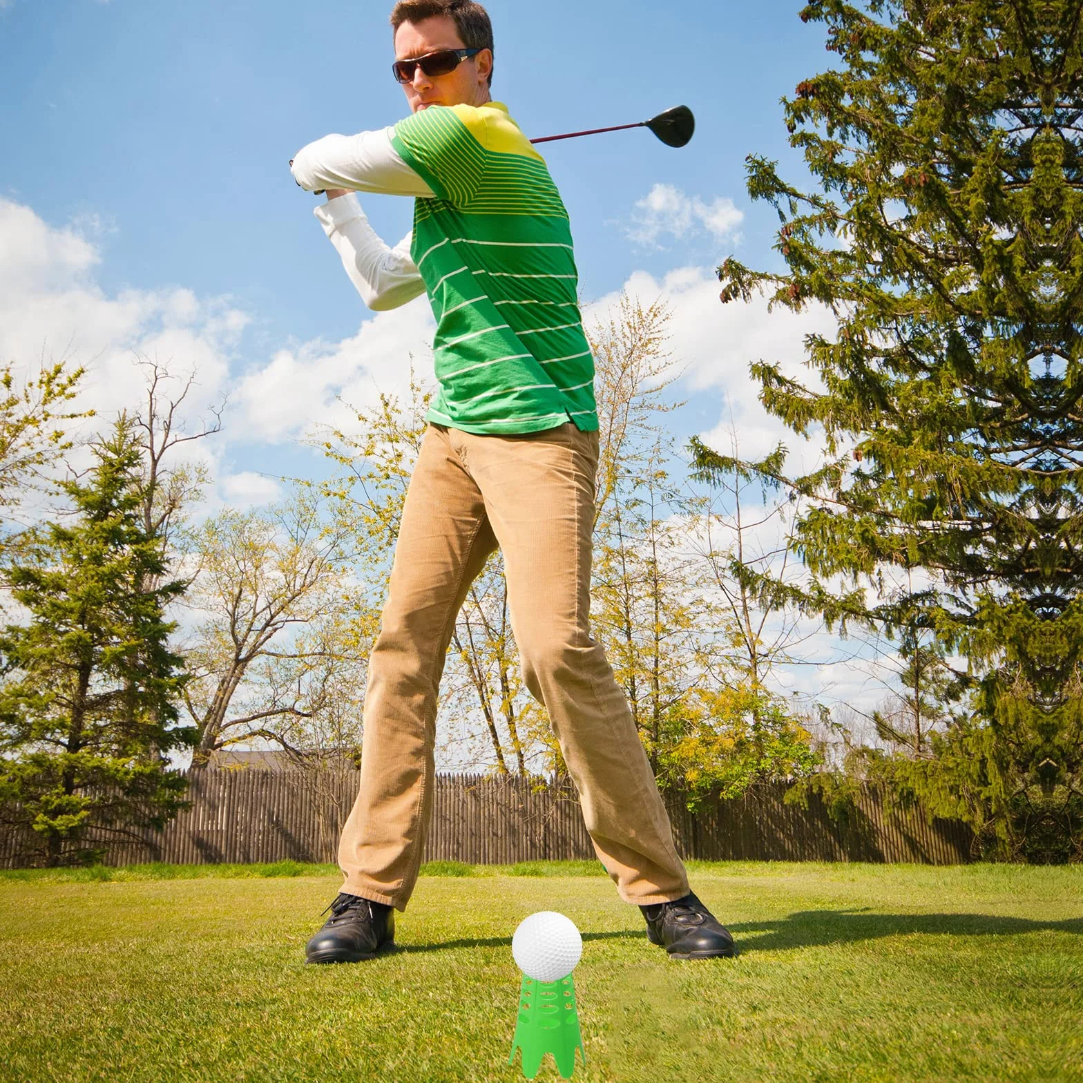 20szt Koszulki Golfowe, Plastikowe Koszulki do Symulatora Golfa Trening treningowy Maty Golfowe Koszulki dla Milosników Sportów w Domu na Zewnatrz (10 Wysokich i 10 Malych, Zielony)