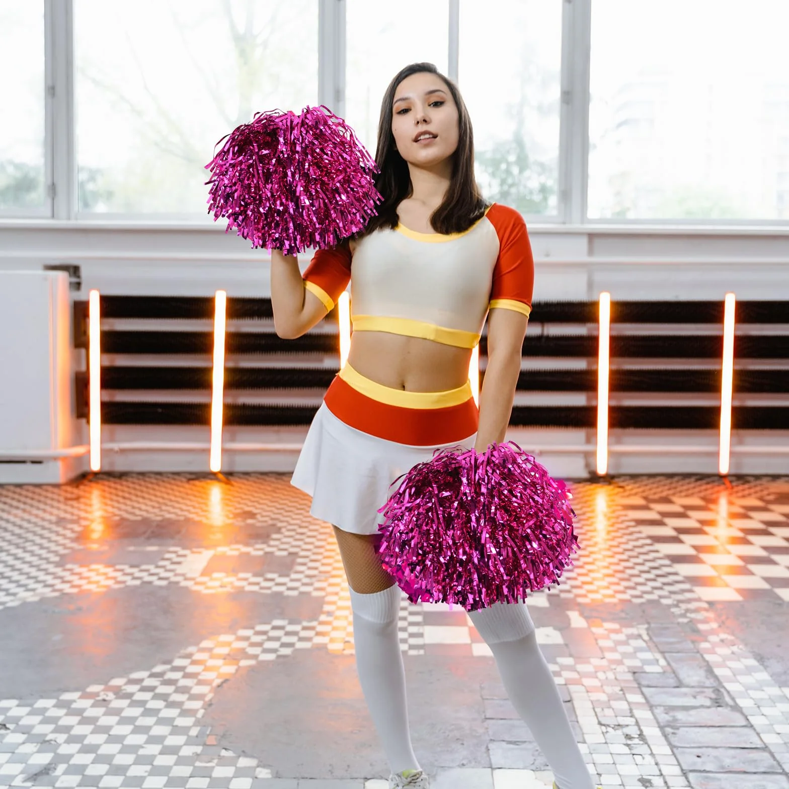 Pompony cheerleaderek ręczne 14 szt do imprez sportowych tańca