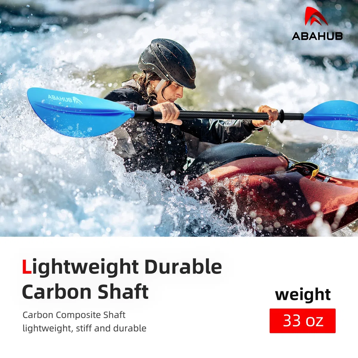 Abahub 230cm Kajak WiosłO WęGlowe PodwóJne WiosłO Do Kajaka łóDź WiosłOwa Kayak Paddle, PręT Ze Stopu WęGla, Plastikowe Ostrza Czarny/BiałY/Niebieski/Zielony/PomarańCzowy/żółTy