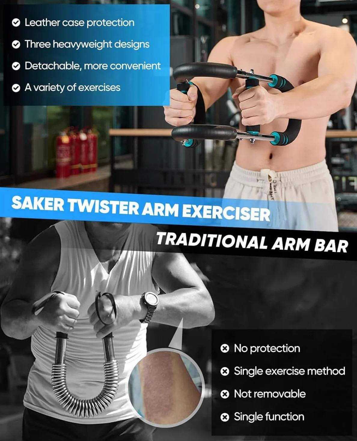 Twister Arm Trainer 40-100lb Regulowany Sprzęt Do Ćwiczeń Klatki Piersiowej Przenośny Drążek Power Twister
