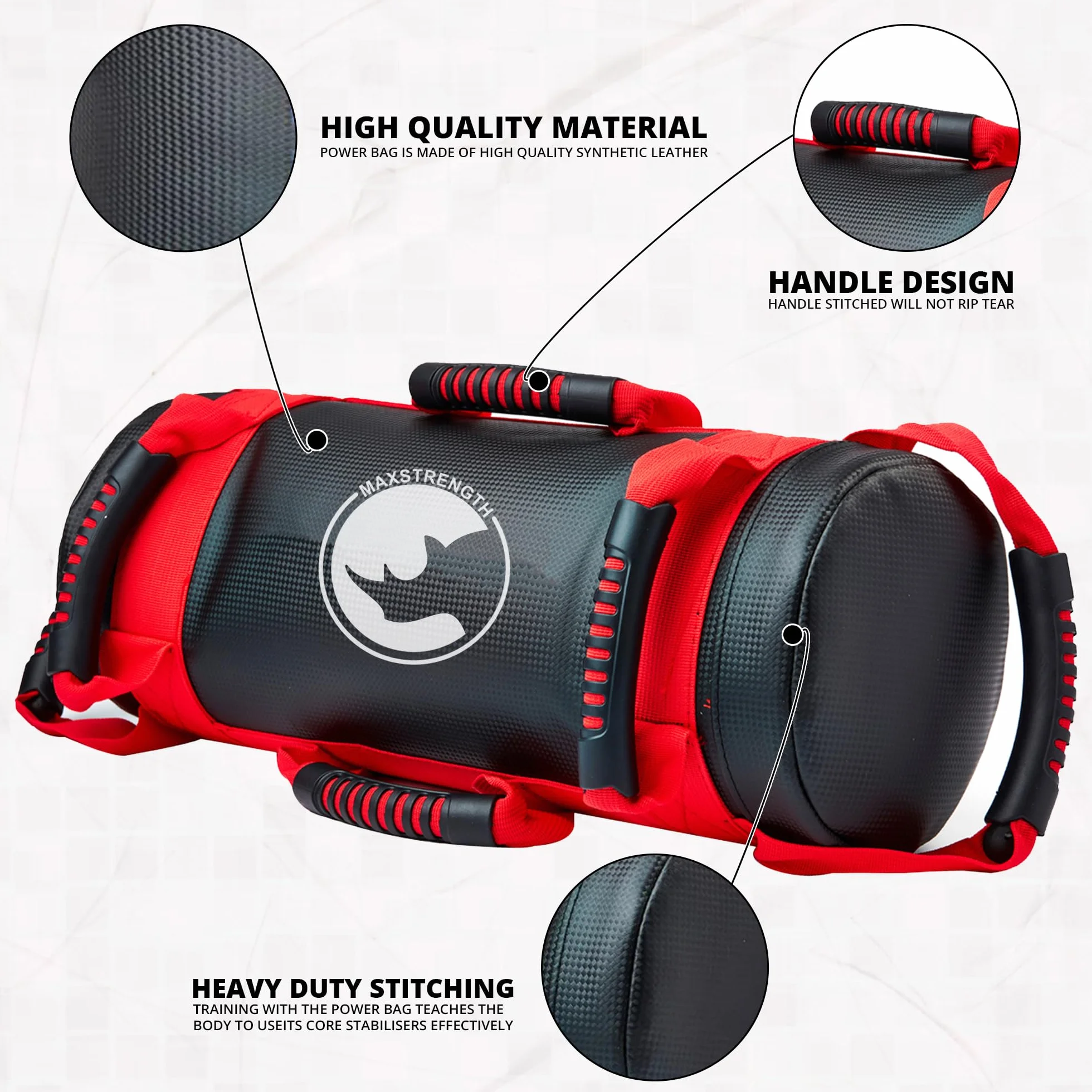 MAXSTRENGTH® 10 kg / 20 kg wypełniona torba na piasek, trening siłowy, fitness, crossfitt, worki treningowe do biegania (wypełnione 10 kg)