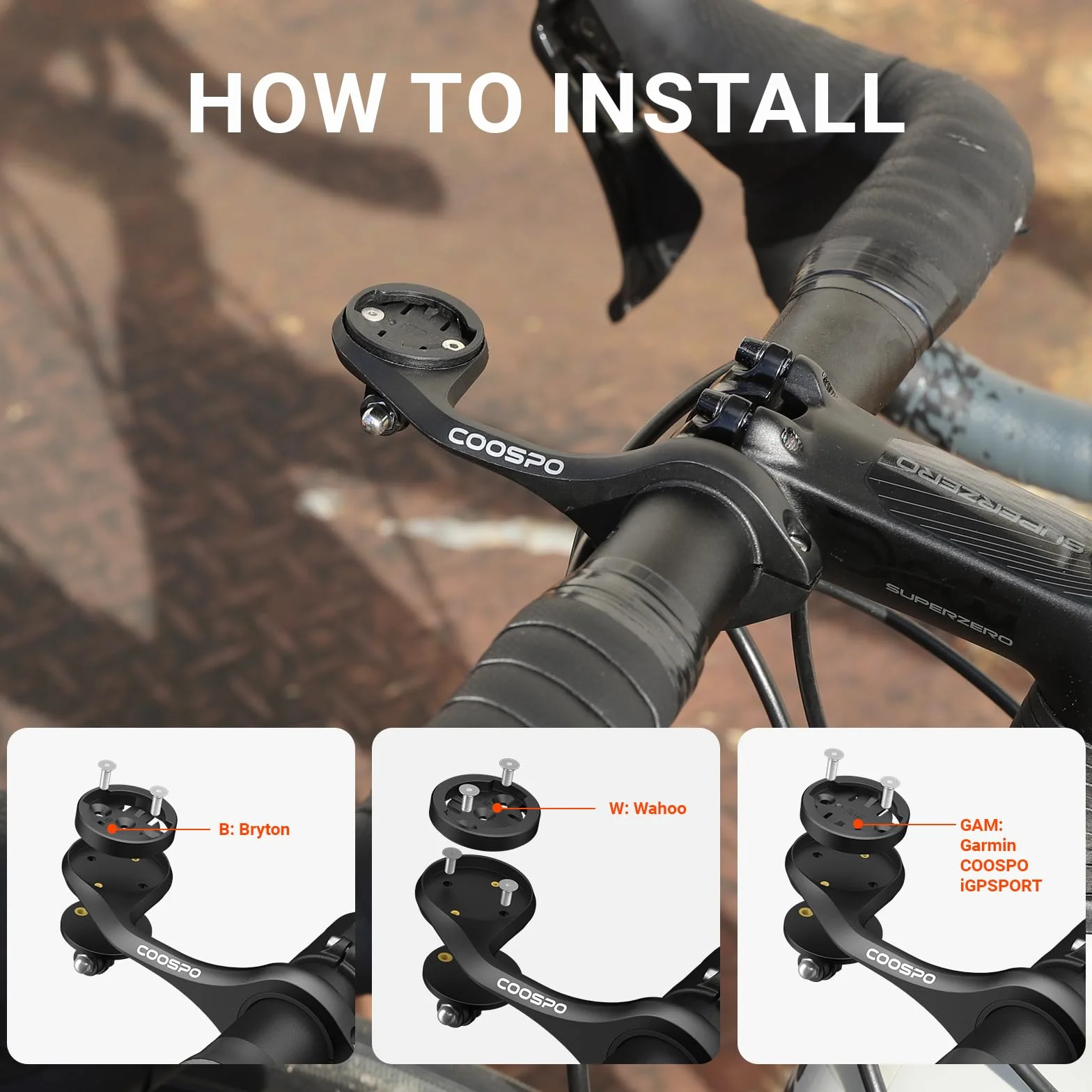 CooSpo Uchwyt do komputera rowerowego, uchwyt do komputera rowerowego Garmin Quick Release