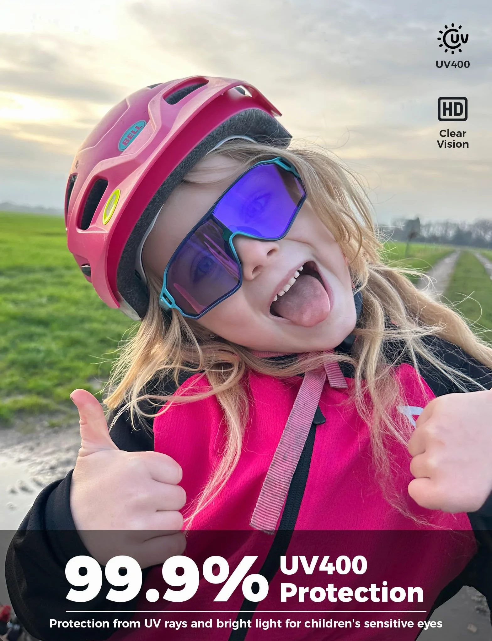 ROCKBROS Dziecięce Okulary Rowerowe Sportowe Ochrona UV400 Polaryzacyjne Przeciwsłoneczne TR90 Elastyczna Oprawka dla Chłopców i Dziewczynek Ochronne Sporty Outdoorowe