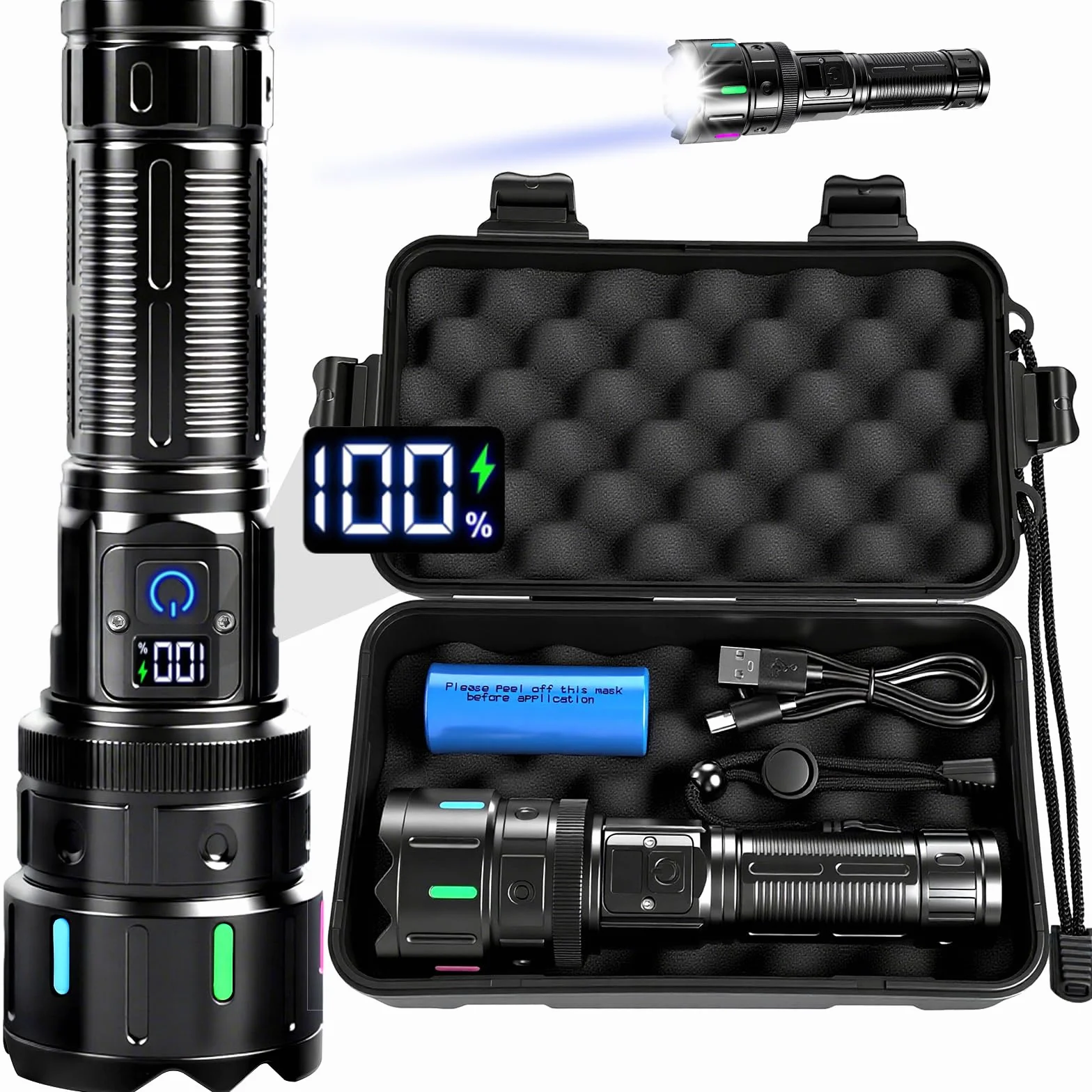 Latarka LED Vicloon 1200 lumenów USB 5000 mAh taktyczna wodoodporna 5 trybów