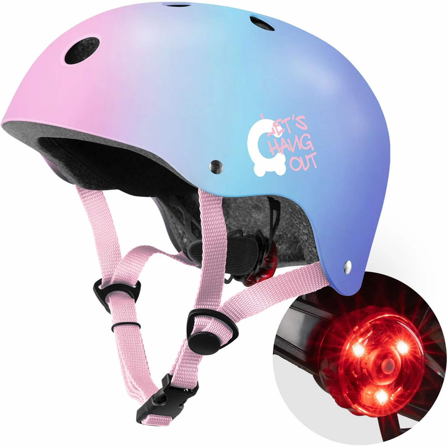 Cariboo Kask Rowerowy Dla Dzieci 48-52 cm LED Tęczowy