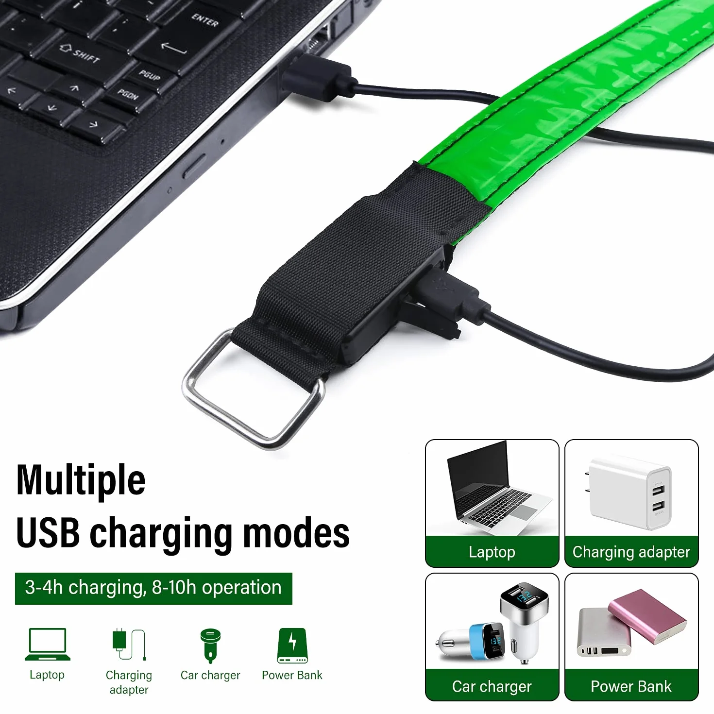 Bransoletka LED USB odblaskowa 4 sztuki do biegania dla dzieci sport