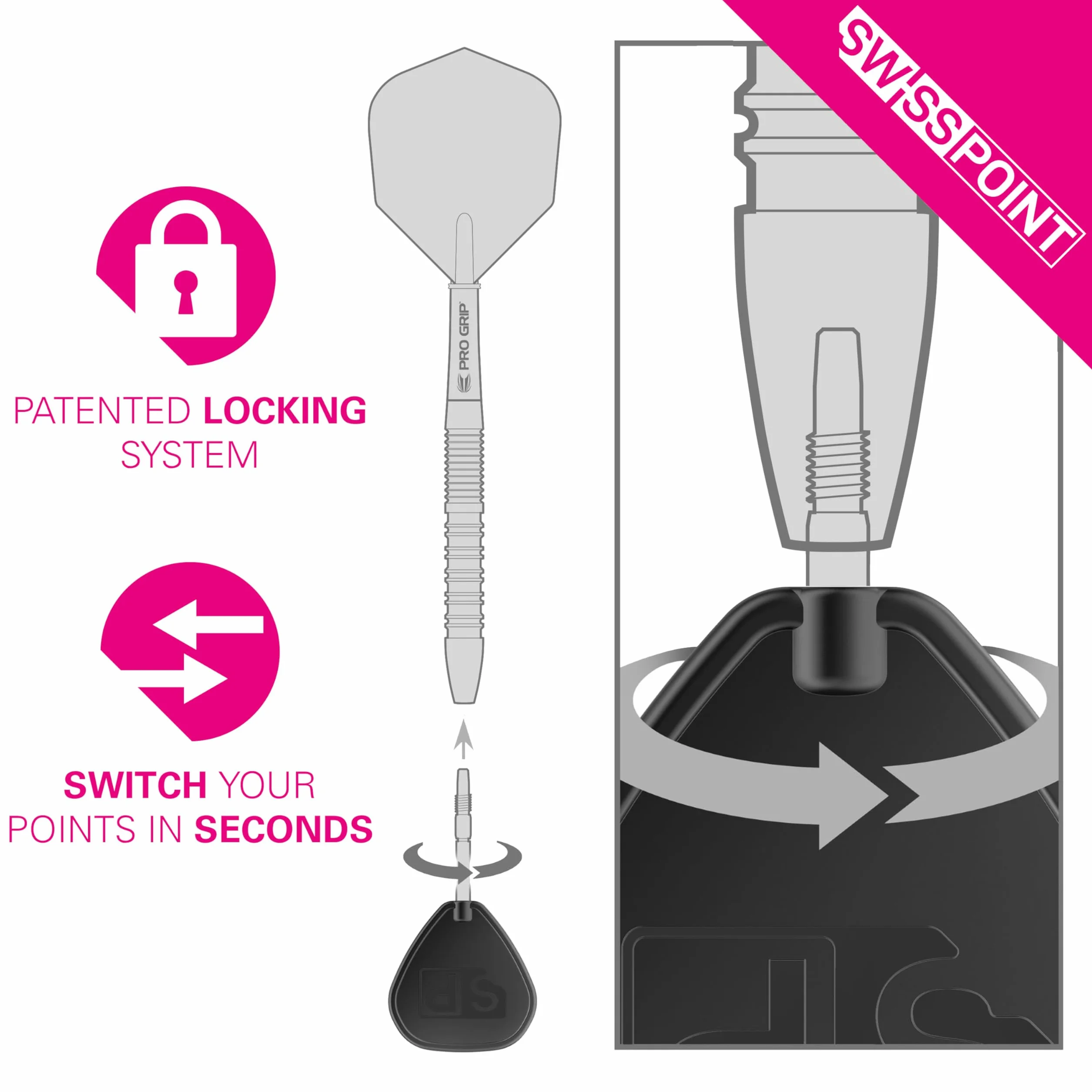 Target Darts Swiss Point GRD czarne punkty do rzutek 30 mm