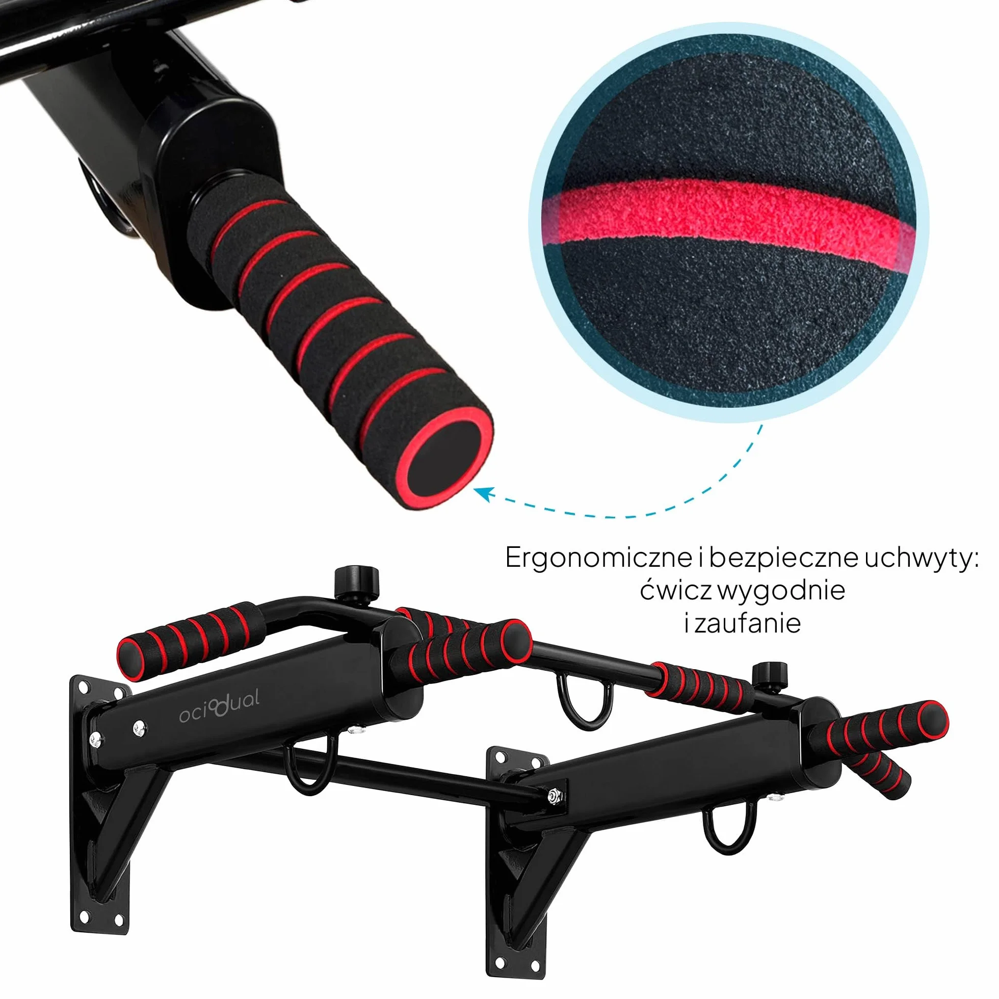 OcioDual Professional ścienny drążek do podciągania, wielofunkcyjny, podciąganie w domu, ćwiczenia na ringu, boks, trening w zawieszeniu, kalistenika, siłownia domowa, trening bokserski