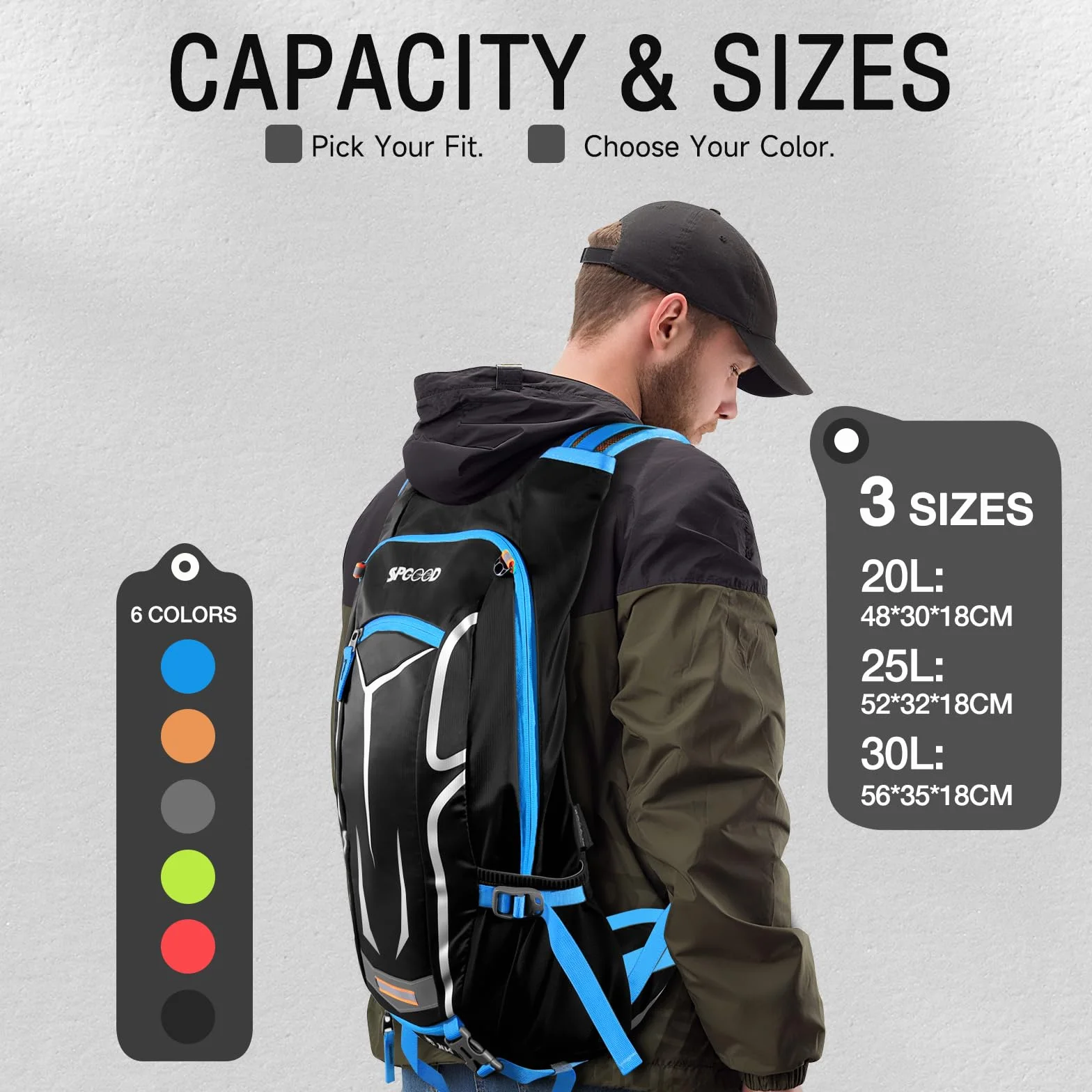SPGOOD Plecak Rowerowy 20L/25L/30L (9 Kolorów), Wodoszczelny, Ultralekki, Dla Kobiet i Mężczyzn, Wielofunkcyjny, z Osłoną Przeciwdeszczową i Osłoną na Kask