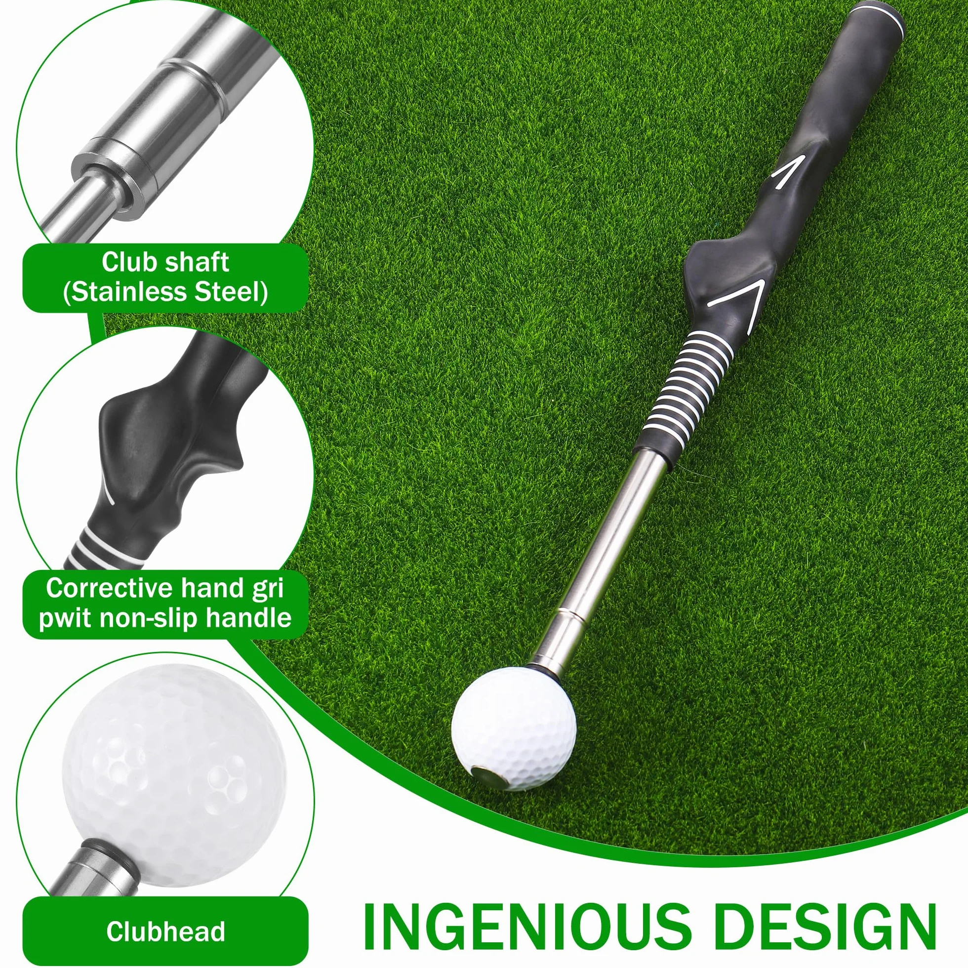 Starvortex Golf Swing Trainer z trenerem zamachowym na ramiona, wysuwany trener zamachowy, pomoc w golfa do treningu w pomieszczeniach i na zewnątrz, prezent dla mężczyzn i kobiet
