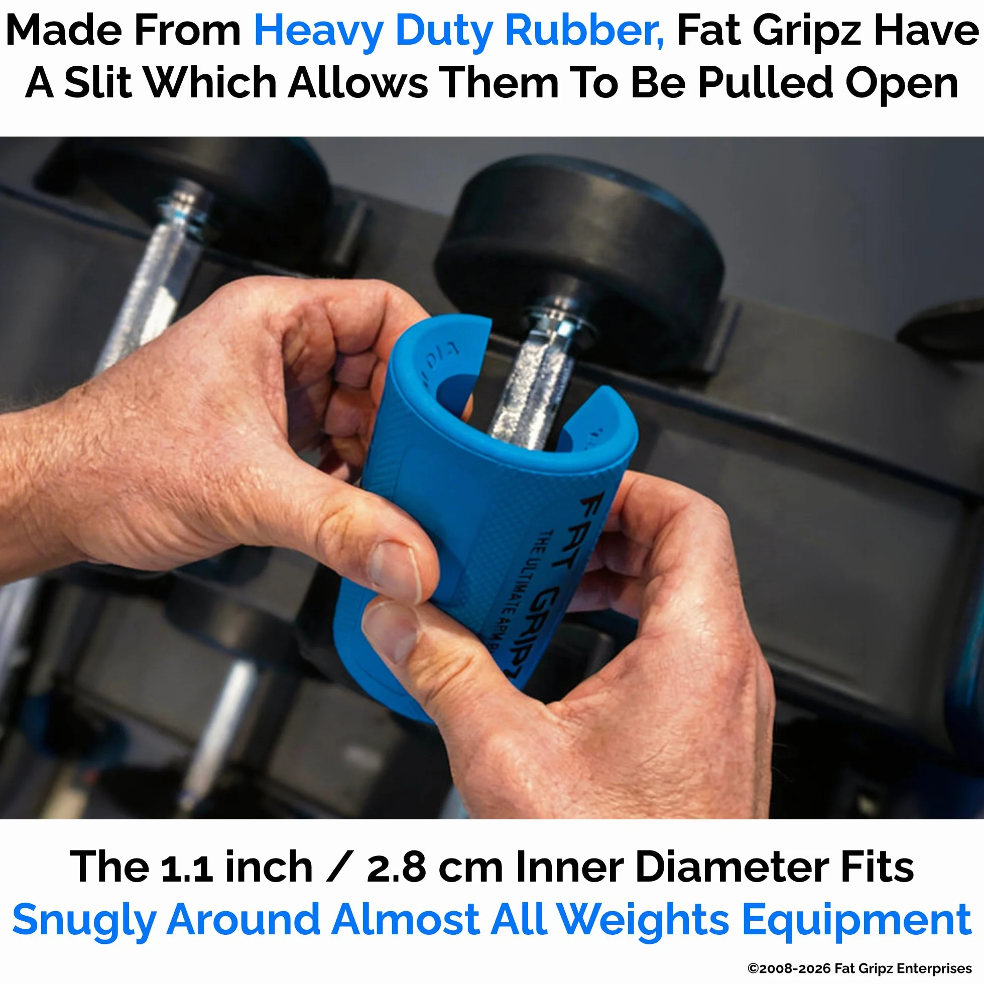 Fat Gripz Pro – mocne bicepsy i mięśnie ramion, prosty i szybki sposób (średnica zewnętrzna 5,7 cm) – grube uchwyty do hantli