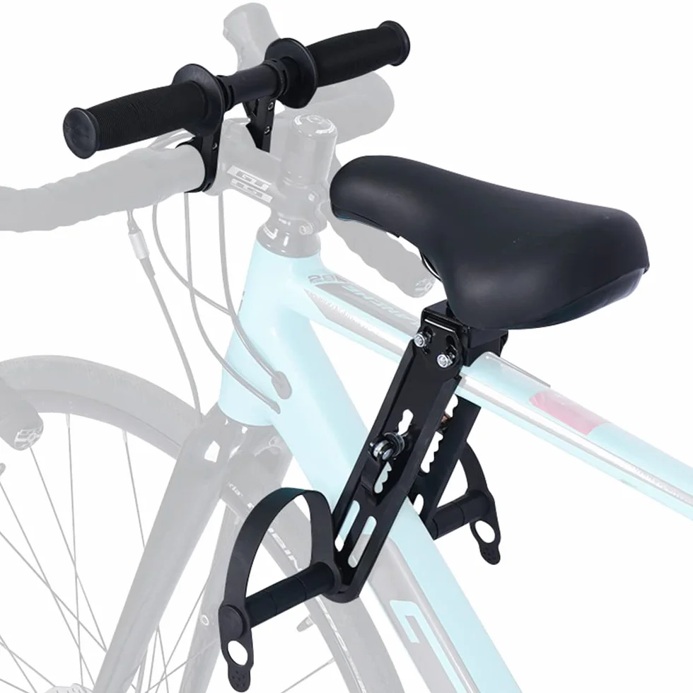 ADDLIVE Fotelik rowerowy dla dzieci, przedni montaż fotelika rowerowego dla dzieci, siodełko rowerowe MTB, przednia kierownica rowerowa z pedałem dla dzieci w wieku 2-6 lat, zdejmowany przenośny fotel