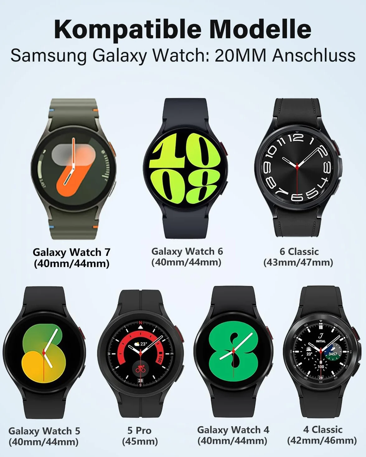 SimpleThings Silikonowy pasek sportowy do Galaxy Watch 7 40 mm 44 mm regulowany Samsung Galaxy Watch 6/5/4/6 Classic/4 Classic/5 Pro