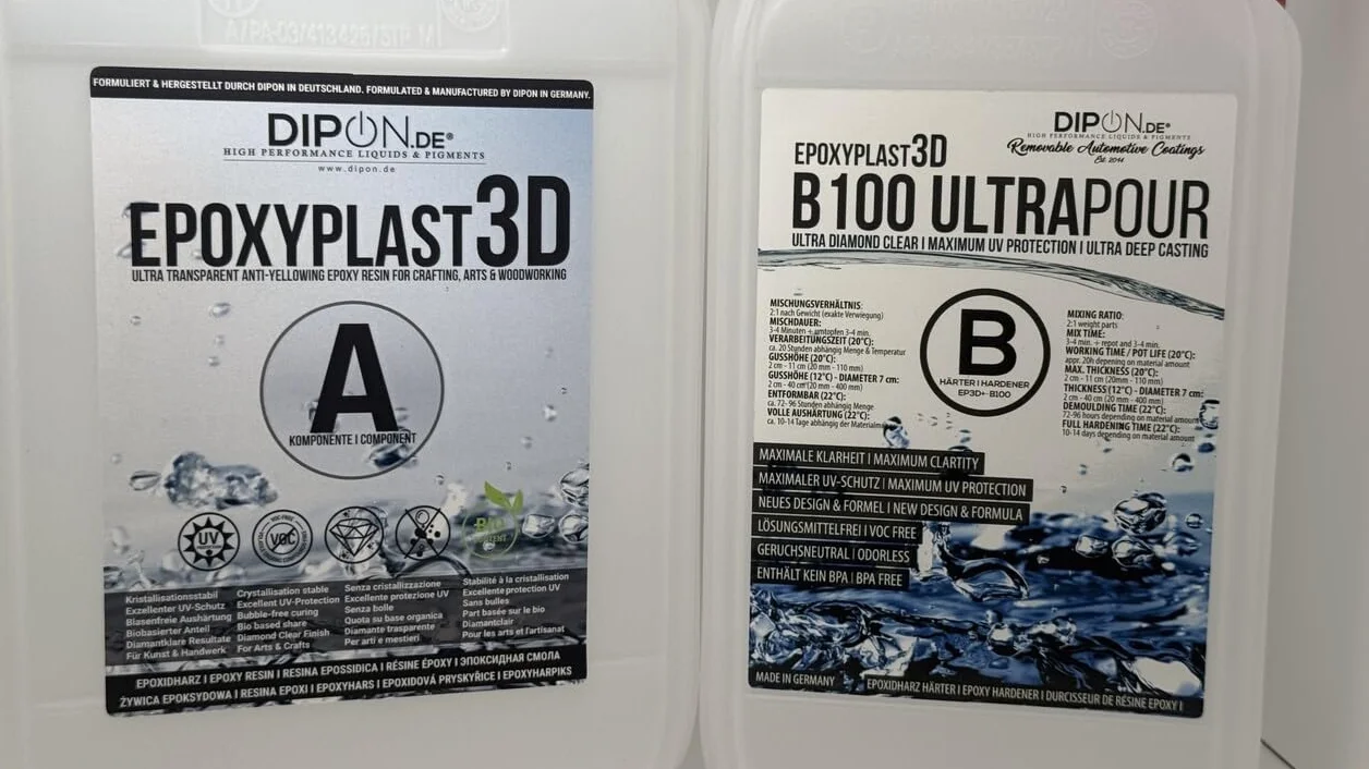 DIPON.DE Żywica epoksydowa 3D B100 Ultra POUR 30 kg przezroczysta ochrona UV