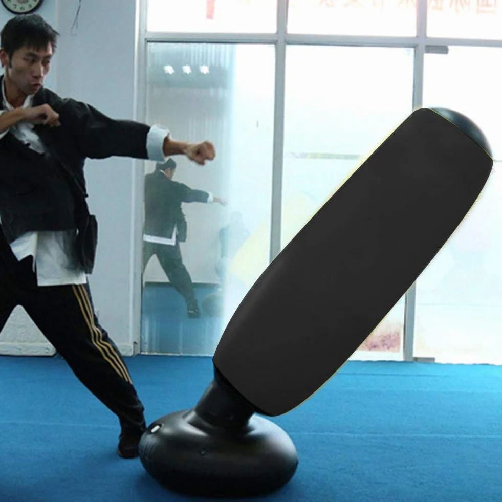 Worek bokserski, PVC 160cm stojący nadmuchiwany worek bokserski dla dorosłych i dzieci, fitness hit sandbag, worek bokserski typu column cup (czarny)