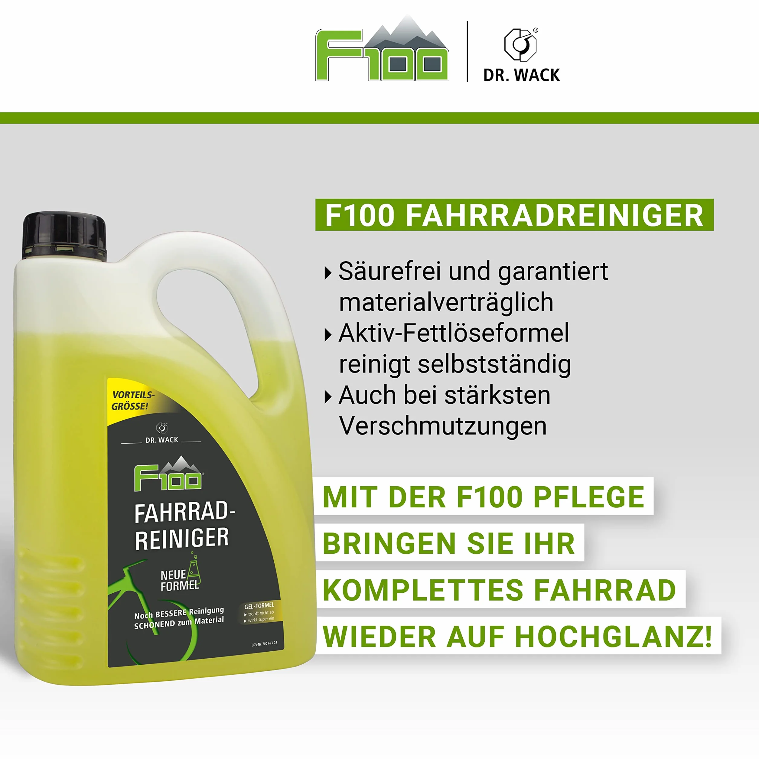 Dr. Wack - F100 Środek Do Czyszczenia Rowerów Nowa Formuła, 2 l