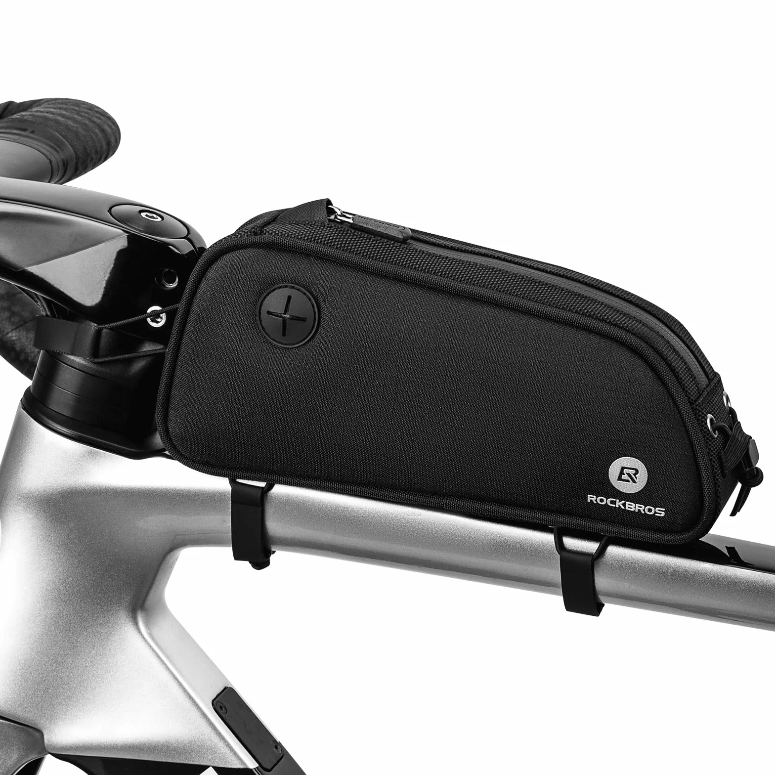 ROCKBROS Torba na Ramę Rowerową Torba Rowerowa Na Ramie Rowerową 1.3l MTB Torba na Górną Rurę z Odblaskowym Logo Czarna
