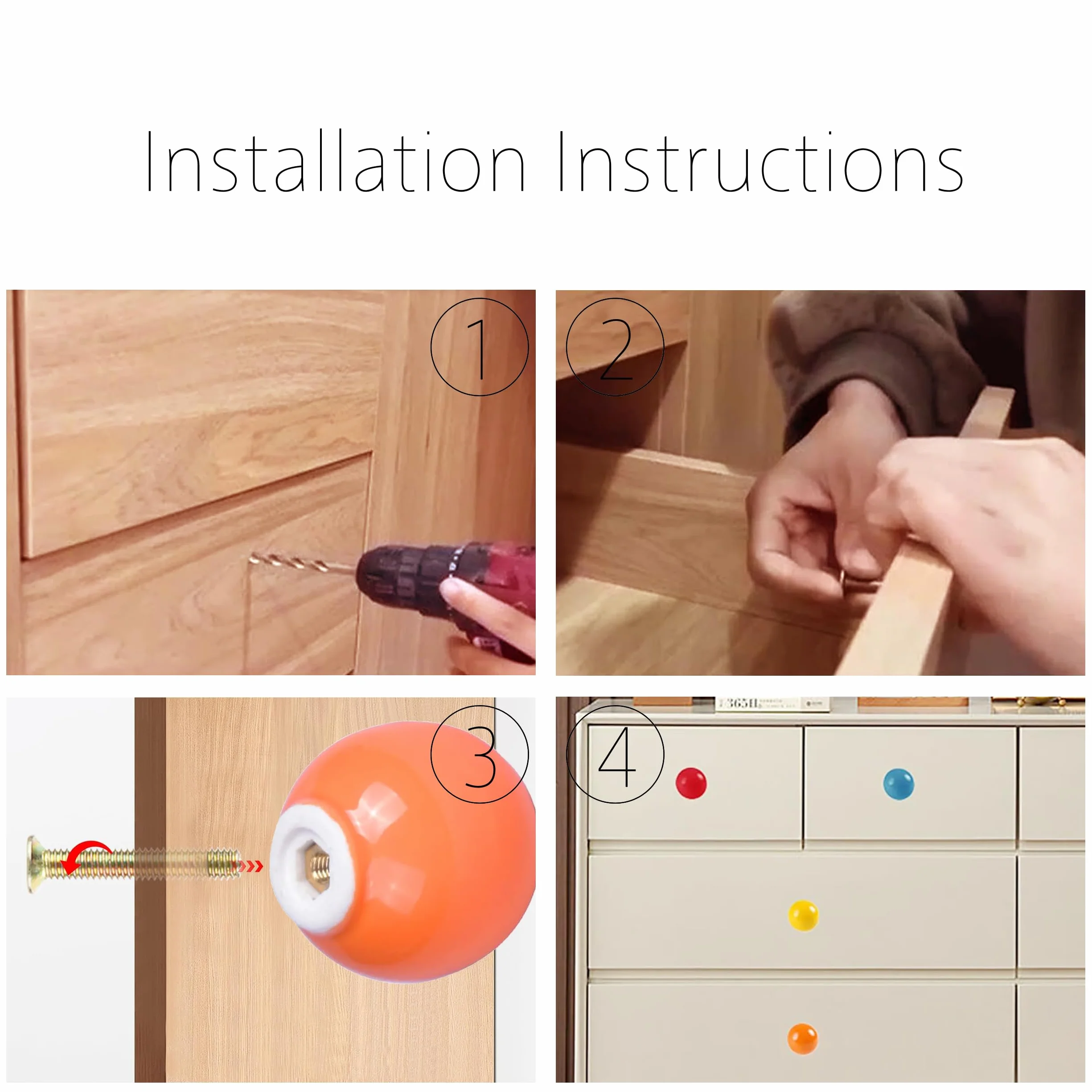Ceramic Knobs Cupboards Colourful Pack of 10 ceramicznych gałek, gładkie kulki, gałki meblowe, kolorowe do kuchni, łazienki dla dzieci, klatki piersiowej drawerów, cupboard, ze śrubami