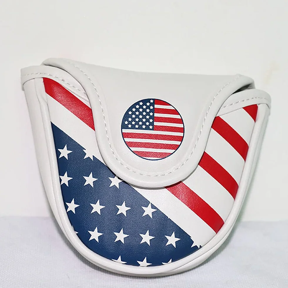 Golf Club Mallet Putter Cover Zamknięcie magnetyczne Kreatywny wzór flagi USA Golf Miotacz Headcover - Golf Putter Headcover Guard Impermeabile Golf Putter Protection Covers