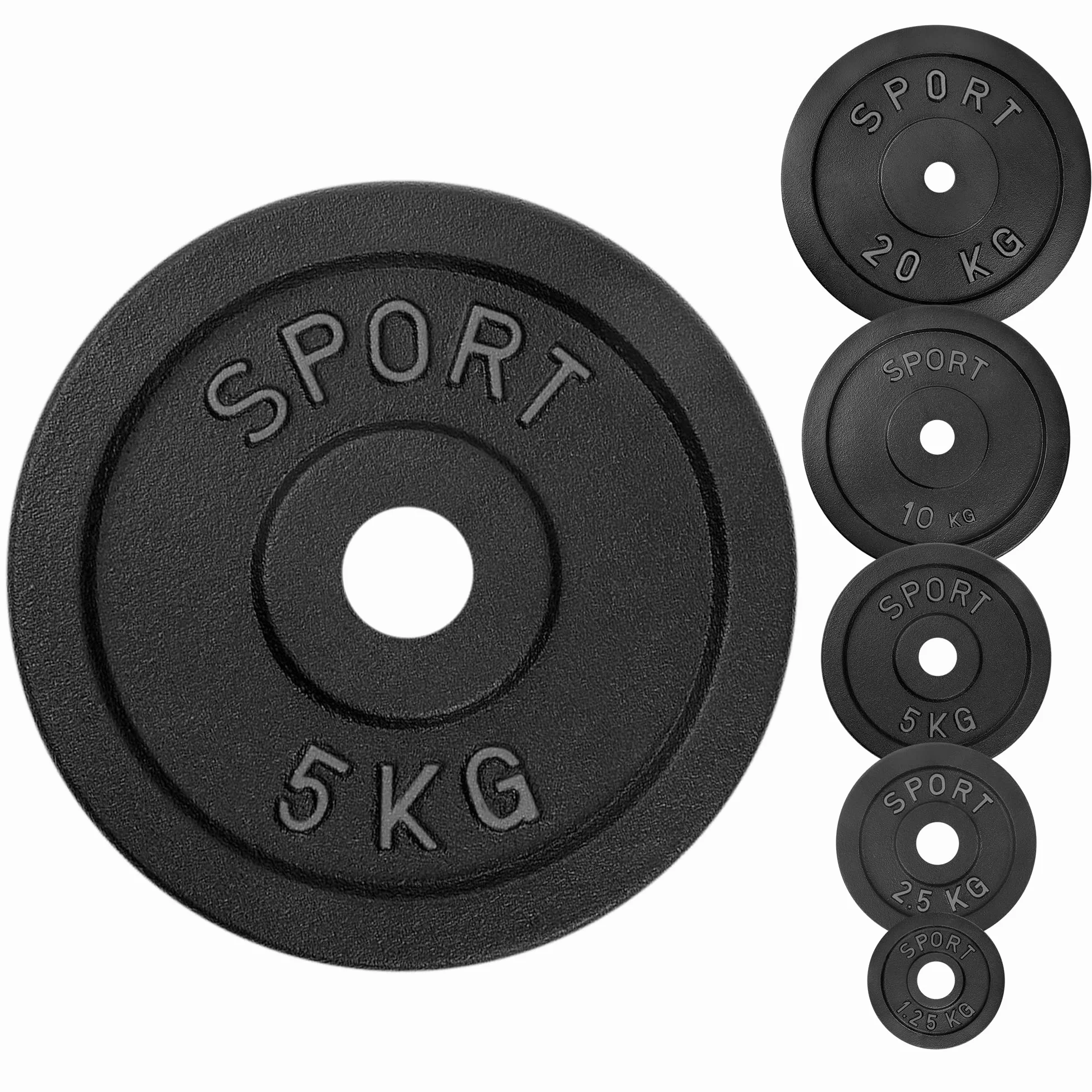 AtHaus Krążki do sztangi 4 x 5 kg zestaw żeliwne hantle ciężarki 30/31 mm