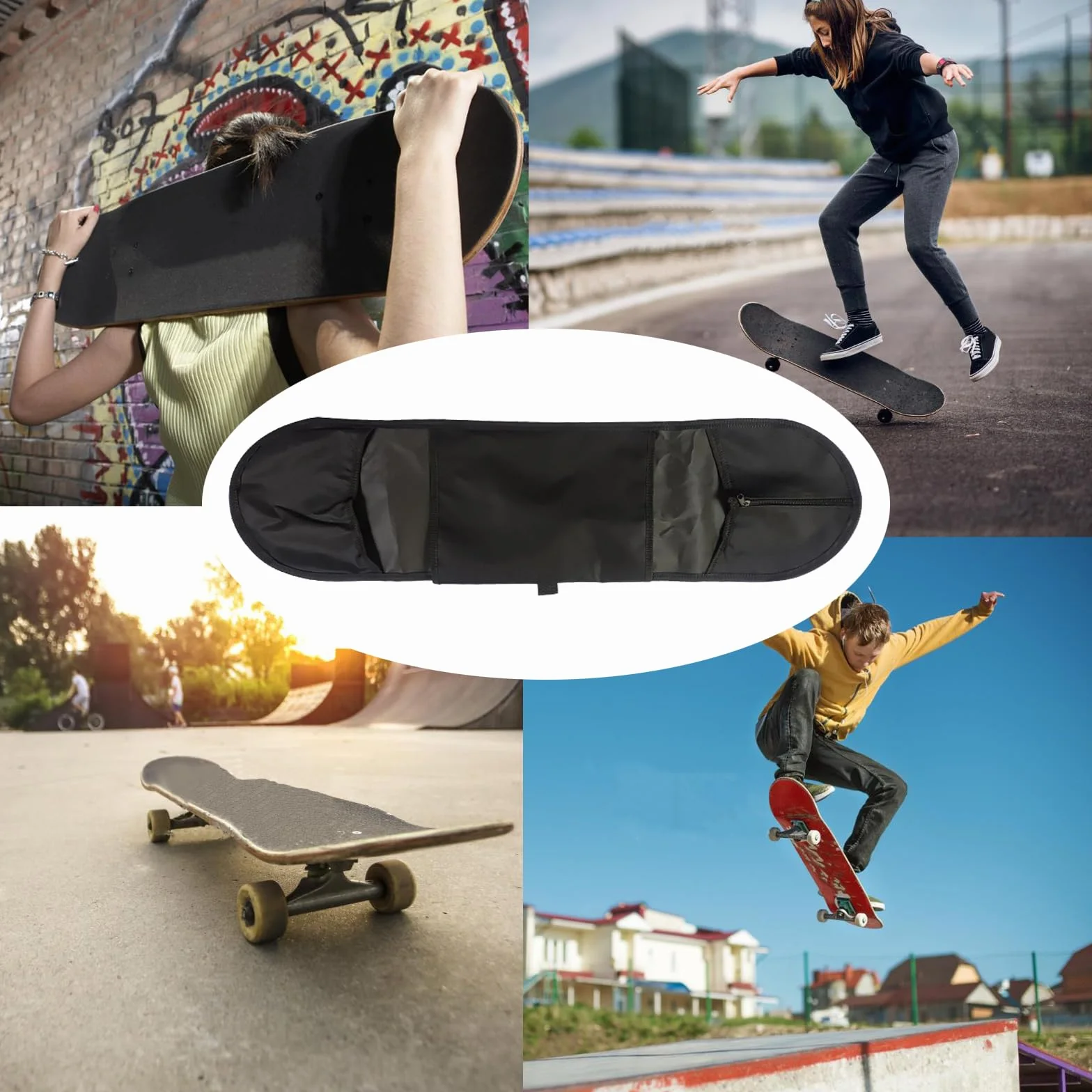 Torba na deskorolkę, wodoszczelna, 2 sztuki, torba na deskorolkę, torba longboard, nadaje się do ochrony deskorolki, do zabawy na świeżym powietrzu i w podróży