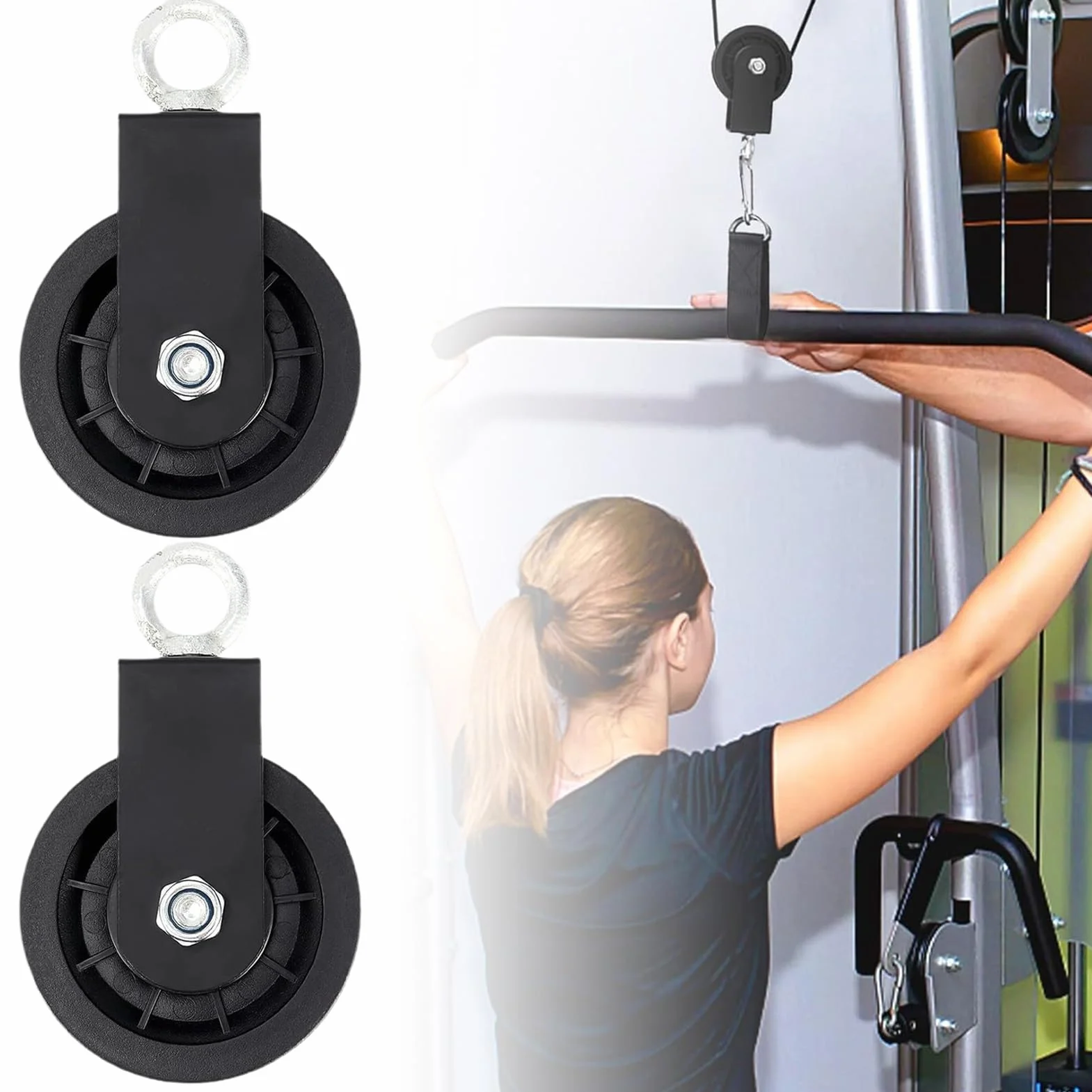 Generisch Gym Pulley Wheel zestaw 2 sztuk stal Heavy-Duty gładkie rolki linowe do systemu wyciągów kablowych