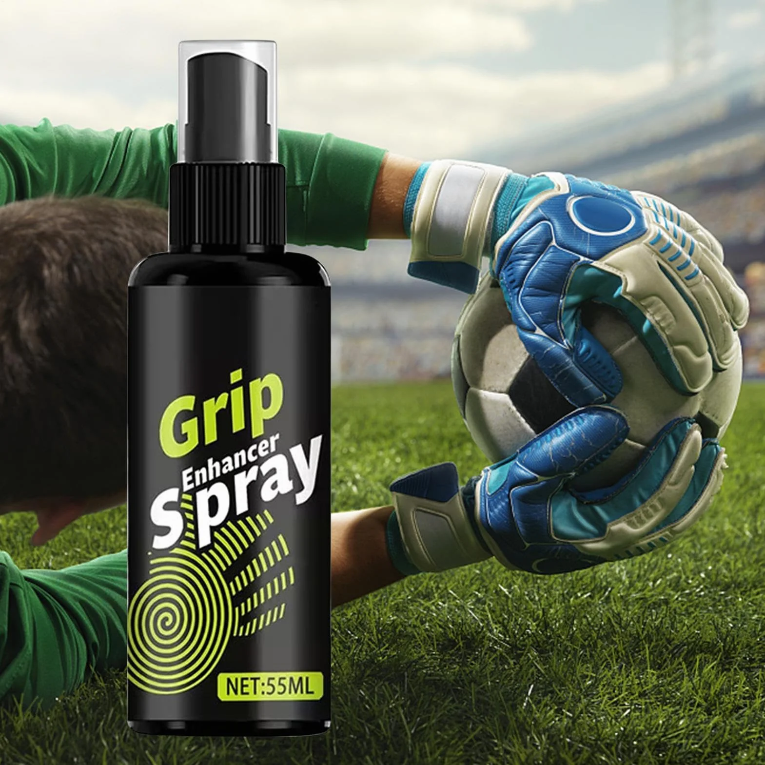 Rękawice bramkarskie Grip Spray, 55 ml, antypoślizgowy lepki spray do rękawic, rękawice piłkarskie, system pielęgnacji, do siatkówki, baseballu, boksu, golfa, treningu