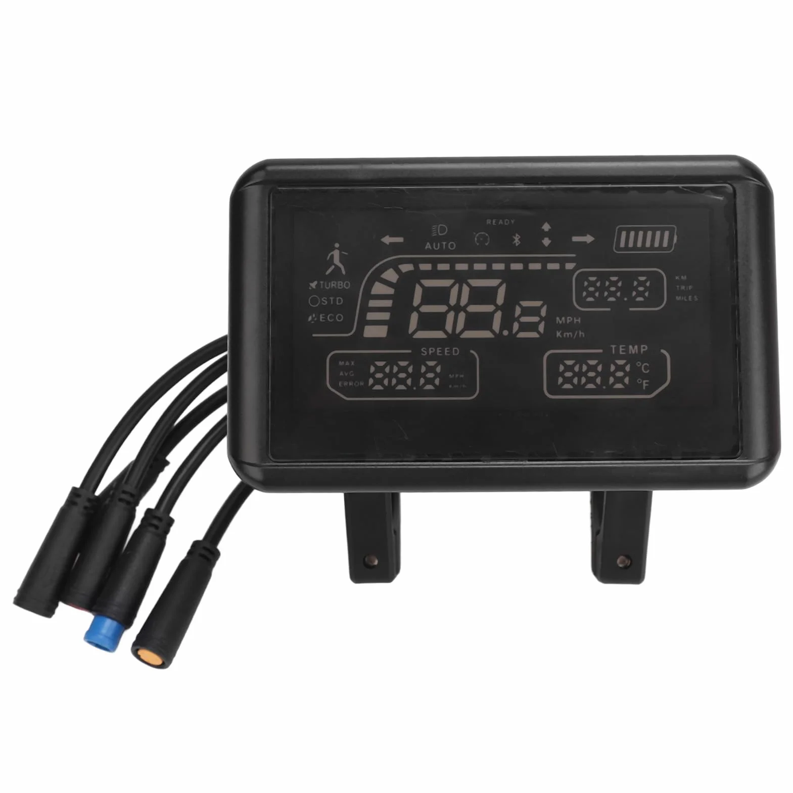 Wyświetlacz LCD Roweru Elektrycznego T4, Ekran Licznika Roweru Elektrycznego z Wyświetlaczem Akumulatora, Prędkościomierz, Licznik Kilometrów, Wodoodporne Złącze, Kontroler