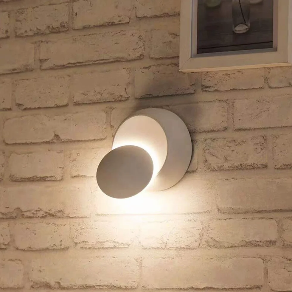 Kinkiety LED 5W biała lampa ścienna nowoczesna ciepła biel kreatywne zaćmienie 2 w 1 żelazna