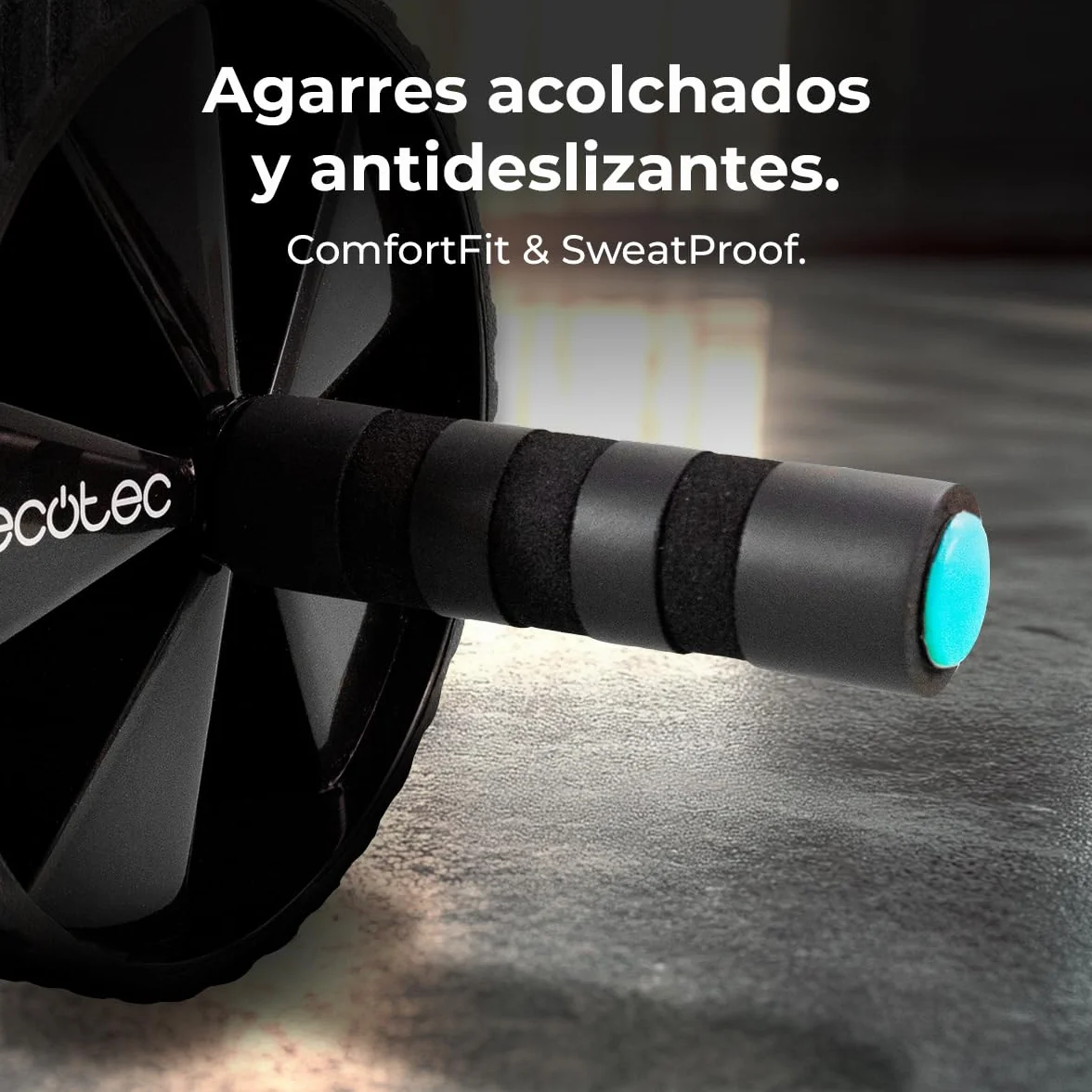 Cecotec Małe koło brzuszne DrumFit AB Wheel, trening funkcjonalny, antypoślizgowe uchwyty ComfortFit i SweatProof, gumowa mata EVA, SilenceFit, maks. 200 kg