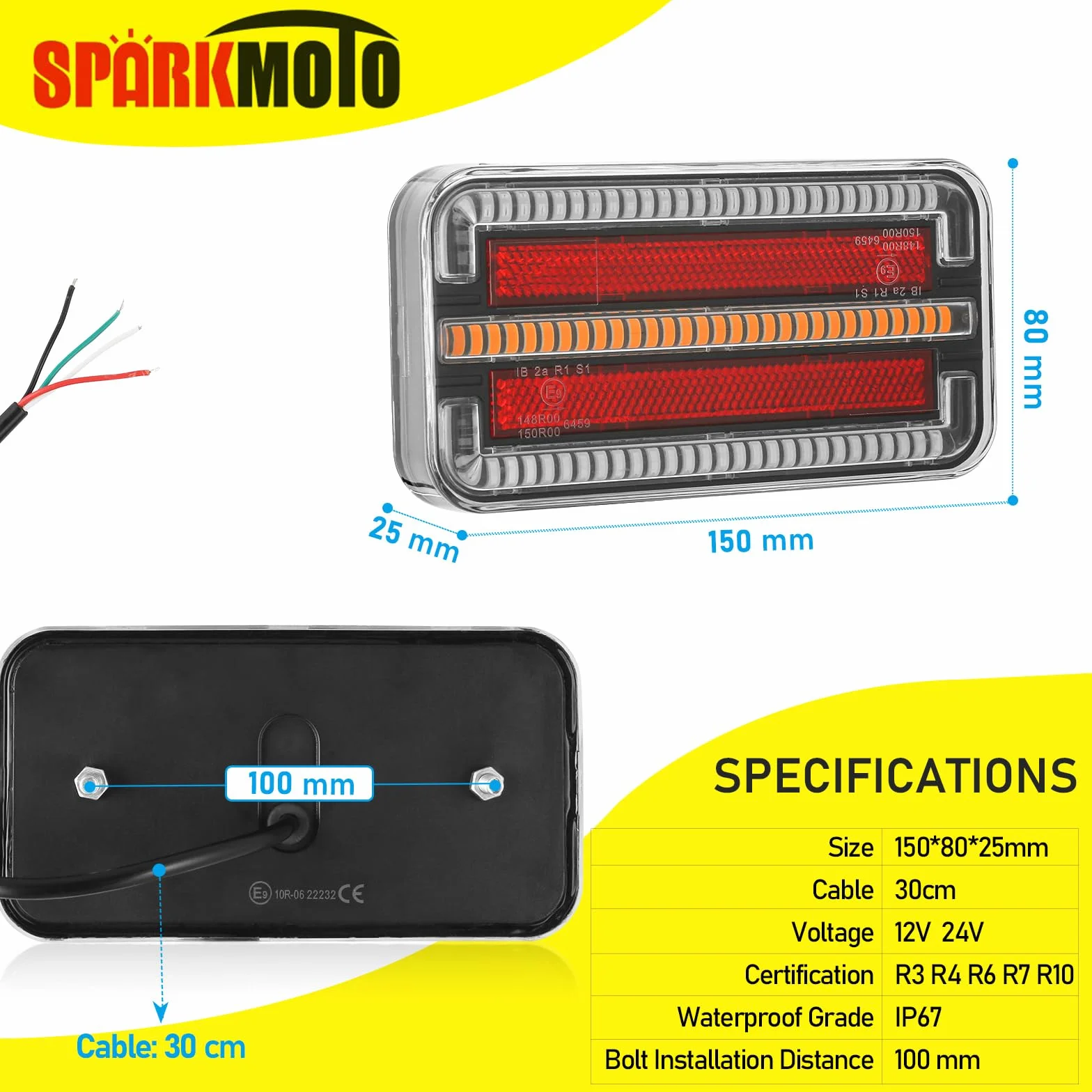 Prostokątne tylne światła LED przyczepa 12V 24V uniwersalne oświetlenie tylne LED zatapialne