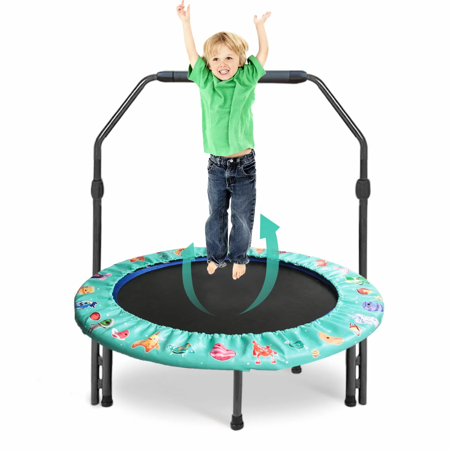 Mini Trampolina Składana dla Dzieci 92 cm z Uchwytem Regulowanym