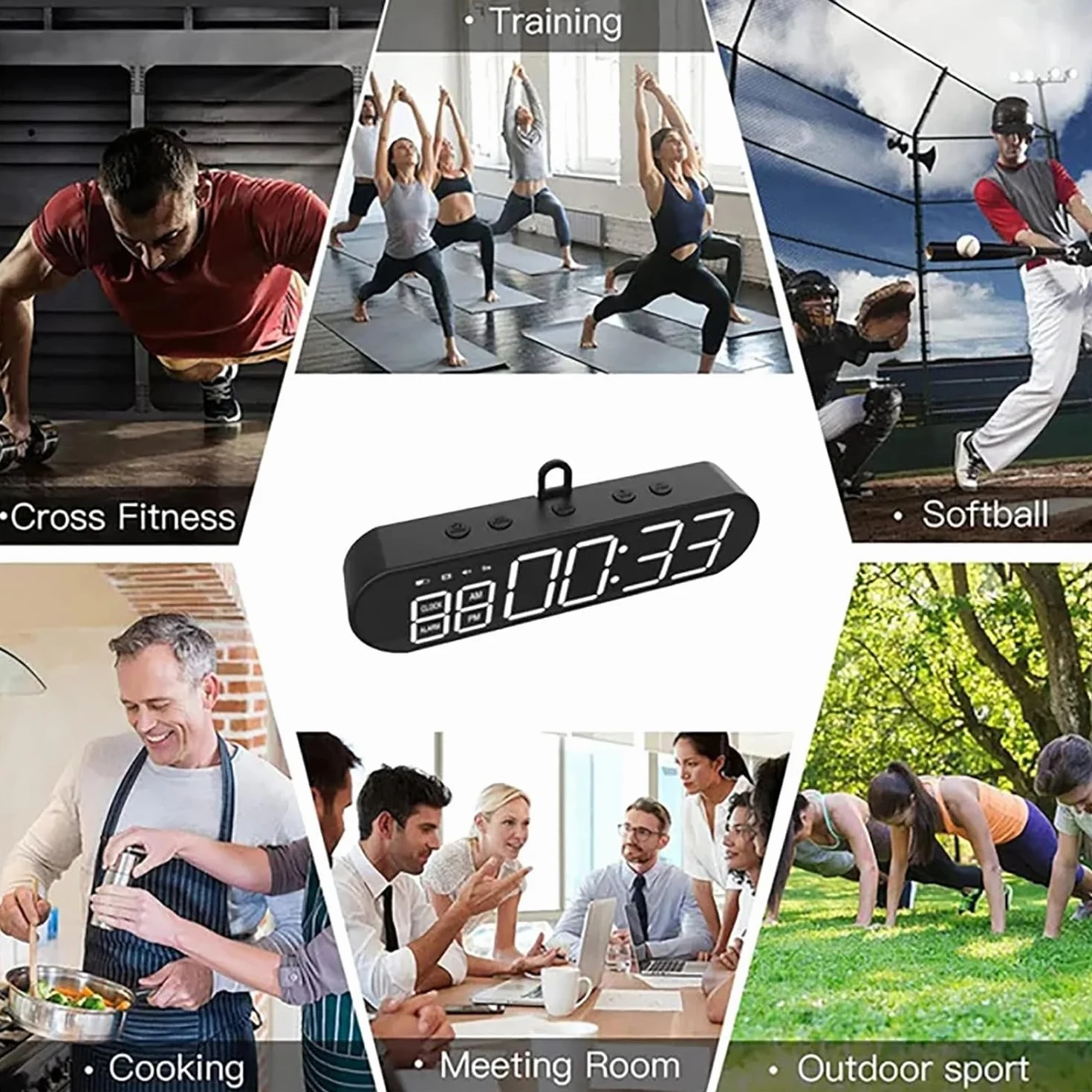 Minutnik Na Siłownię Zegar Interwałowy, 10-funkcyjny Timer Treningowy Zegar Interwałowy Przenośny Minutnik Na Siłowni Zegar Odliczający USB Ładowany Minutnik Do ćwiczeń Fitness Stoper Zegar Treningowy
