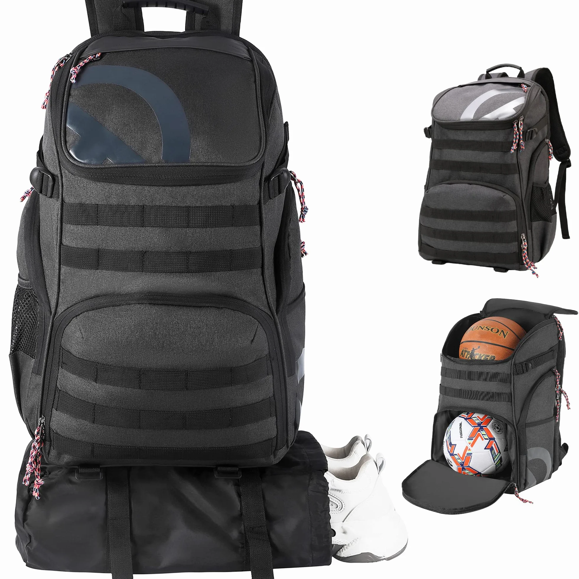 TRAILKICKER Plecak do koszykówki 40 l z przegrodą na piłkę i kieszenią na buty
